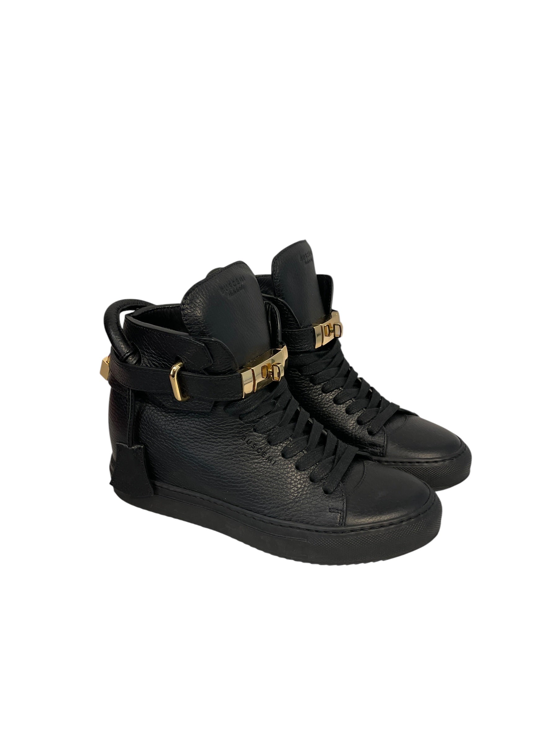 BUSCEMI/Hi-Sneakers/EU 39/Leather/BLK/hitop wedge buckle view 1