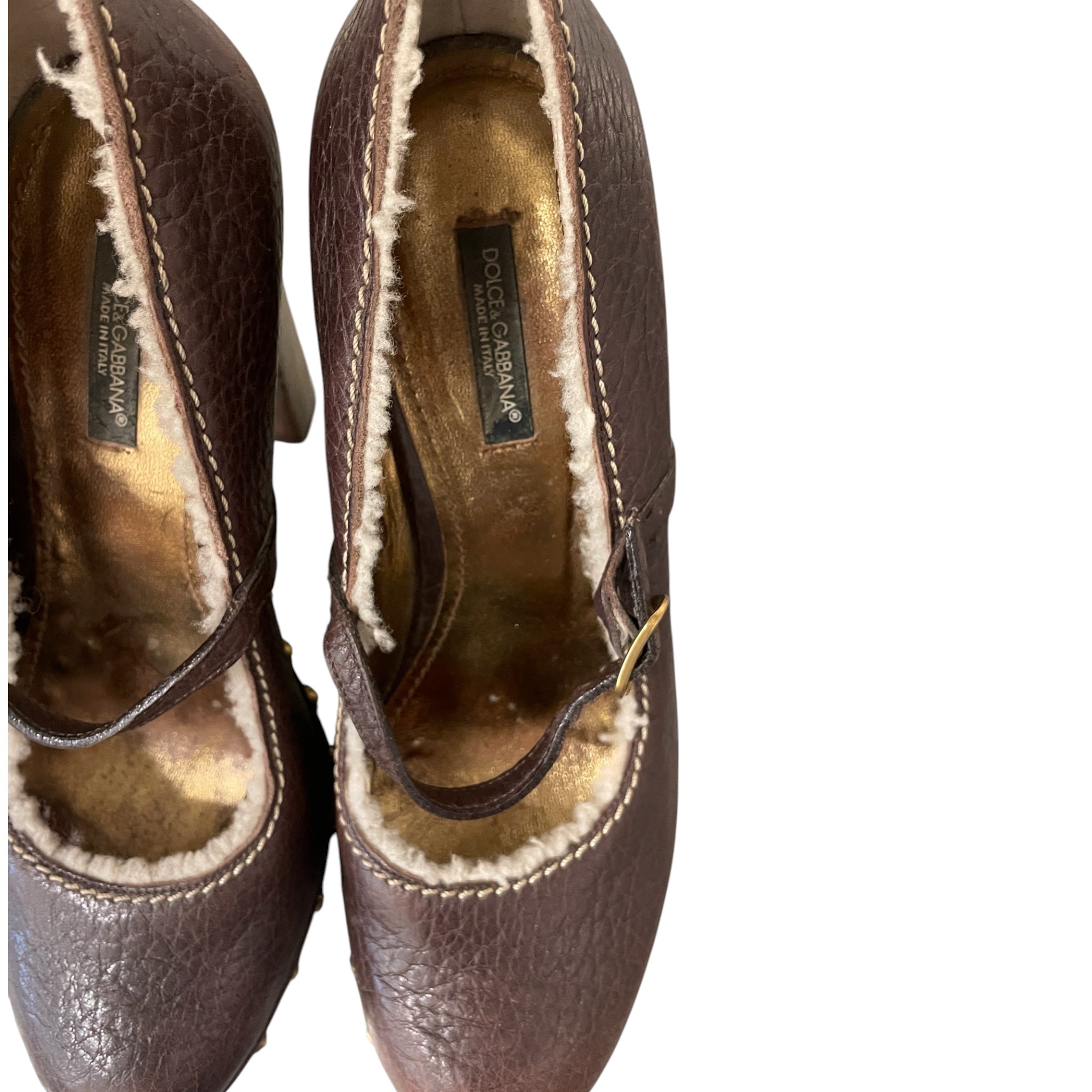 DOLCE&GABBANA/Heels/EU 37.5/Leather/BRD/Shearling Mary Jane view 3