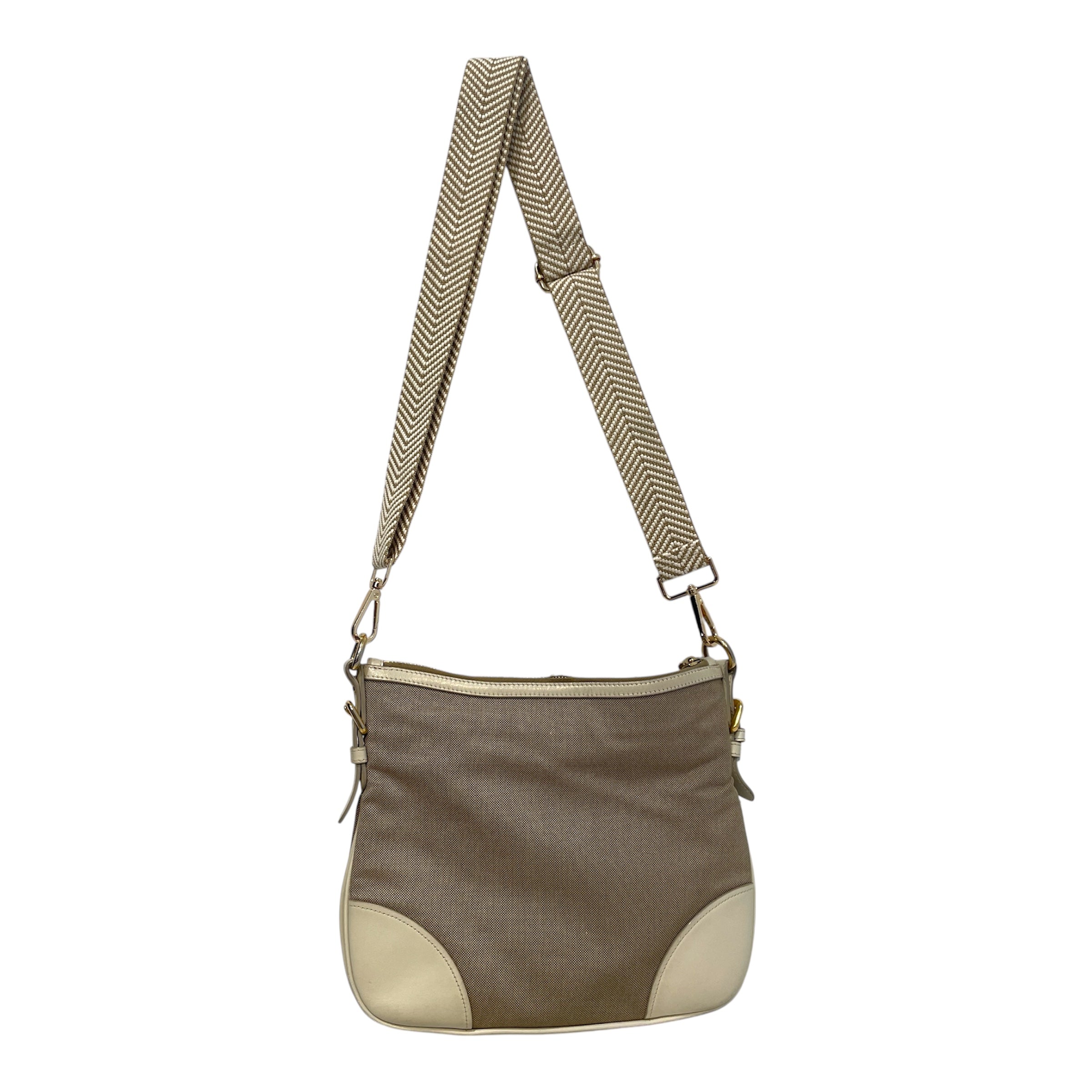 PRADA/Cross Body Bag/Cotton/BEG/Jacquard Canapa Logo view 3