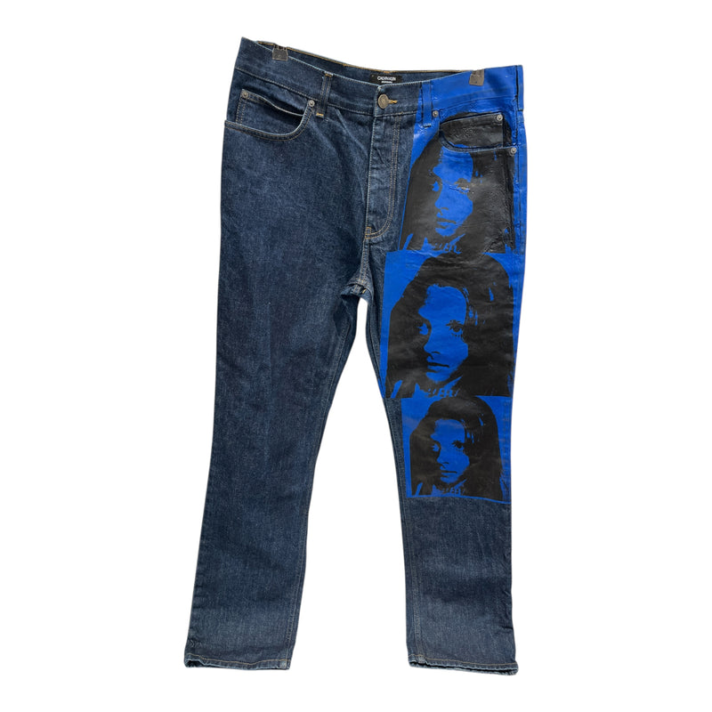 Calvin Klein/Straight Pants/32/Cotton/NVY/Graphic/ANDY WARHOL GRAPHIC DENIM