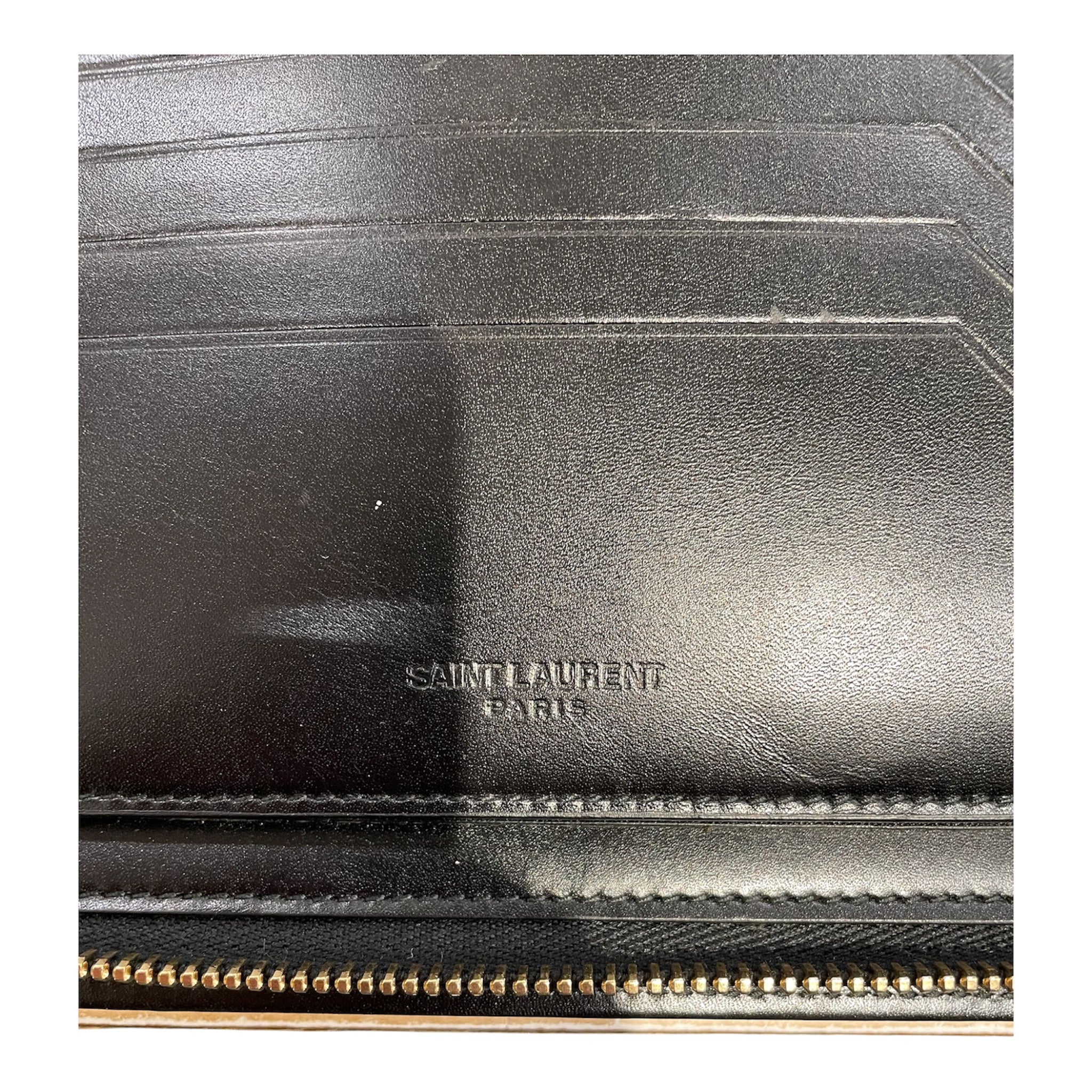 SAINT LAURENT/Clutch Bag/Leather/BLK/GOLD HARWARE FOLDER view 5