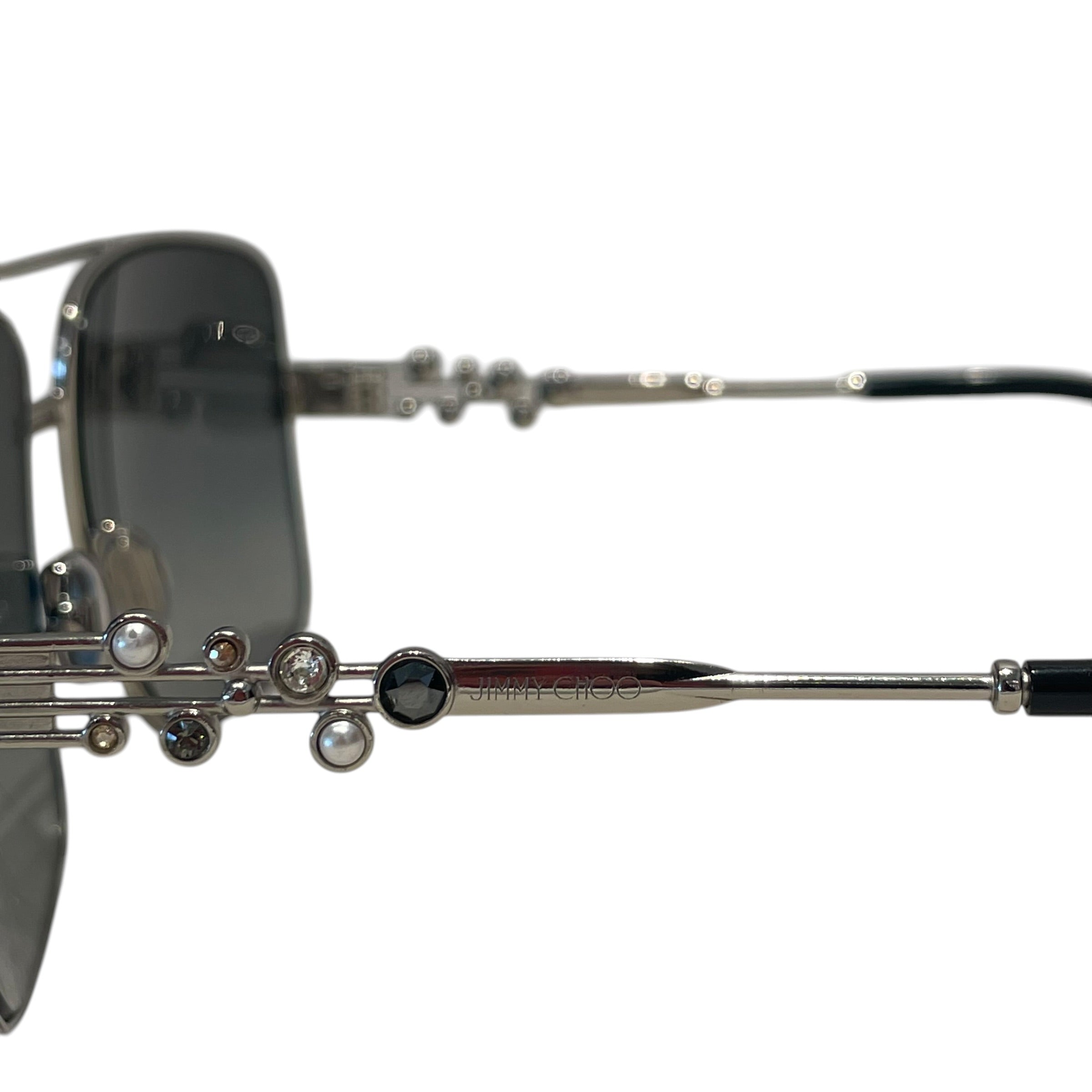 JIMMY CHOO/Sunglasses/Metal/SLV/geweled aviator view 3
