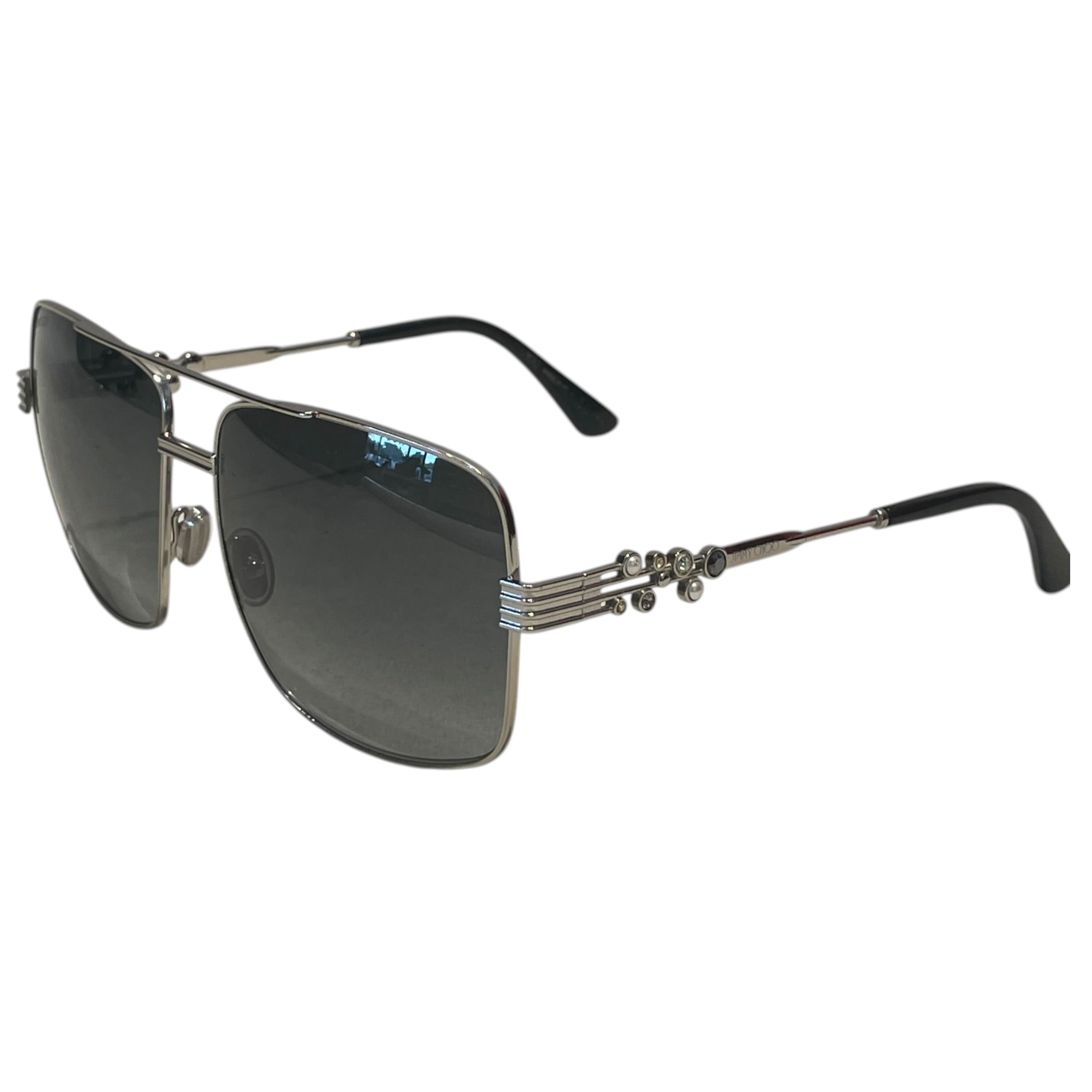 JIMMY CHOO/Sunglasses/Metal/SLV/geweled aviator view 2