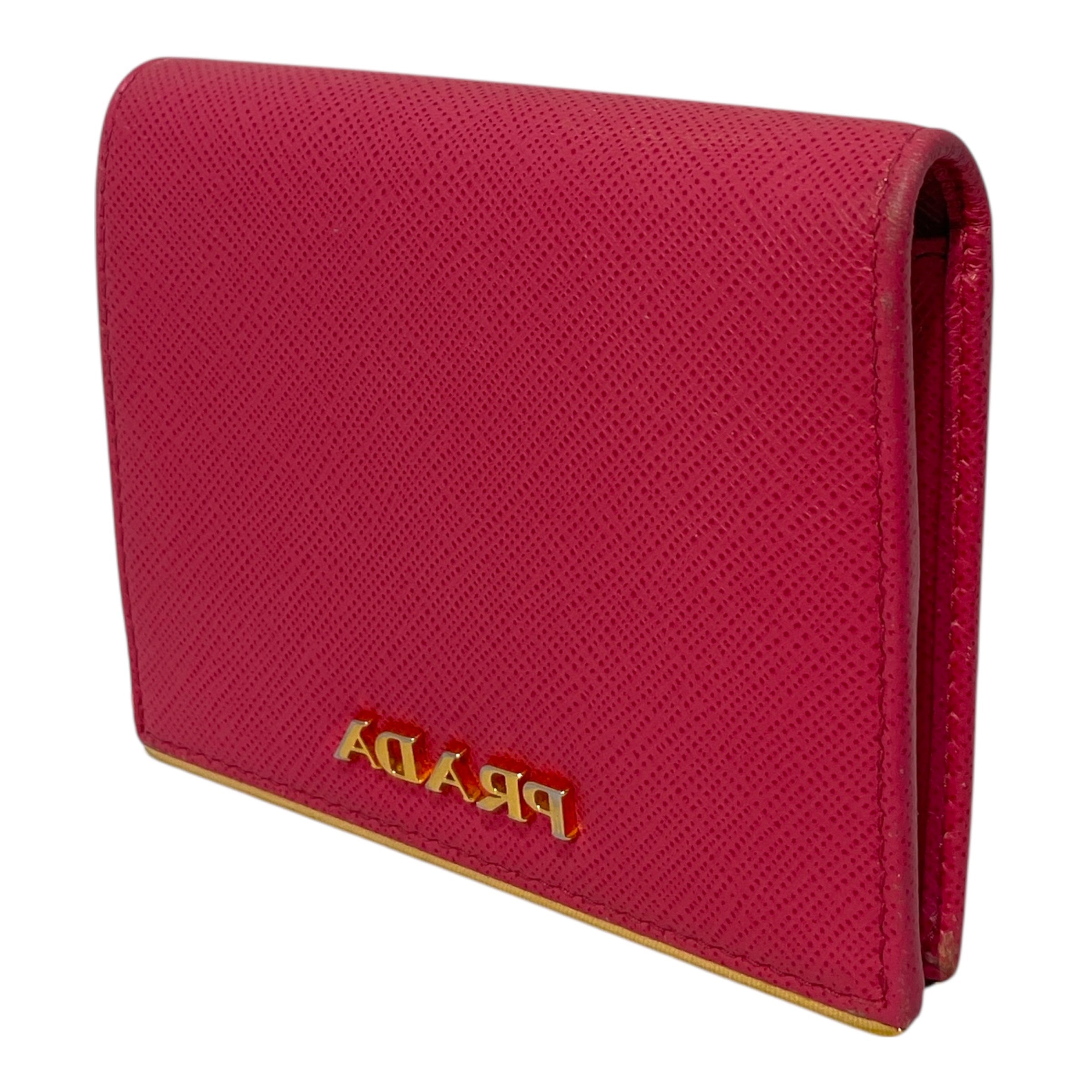 PRADA/Bifold Wallet/Leather/PNK/Saffiano Small Wallet view 1