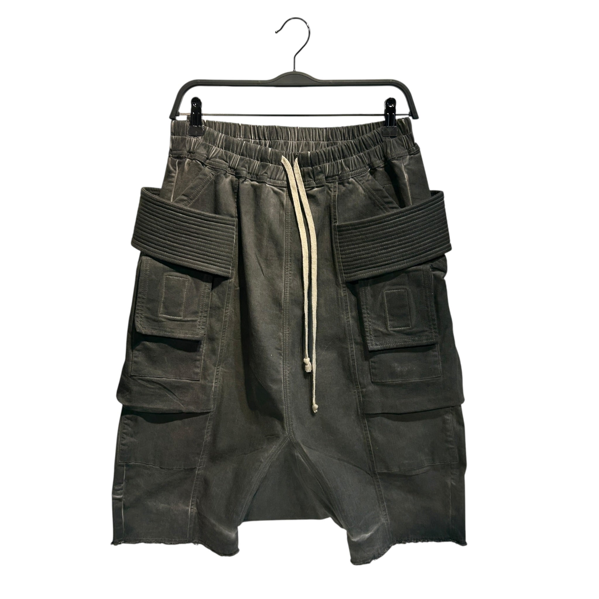 RICK OWENS DRKSHDW/Shorts/S/Cotton/BLK/waxed drop crotch short view 1