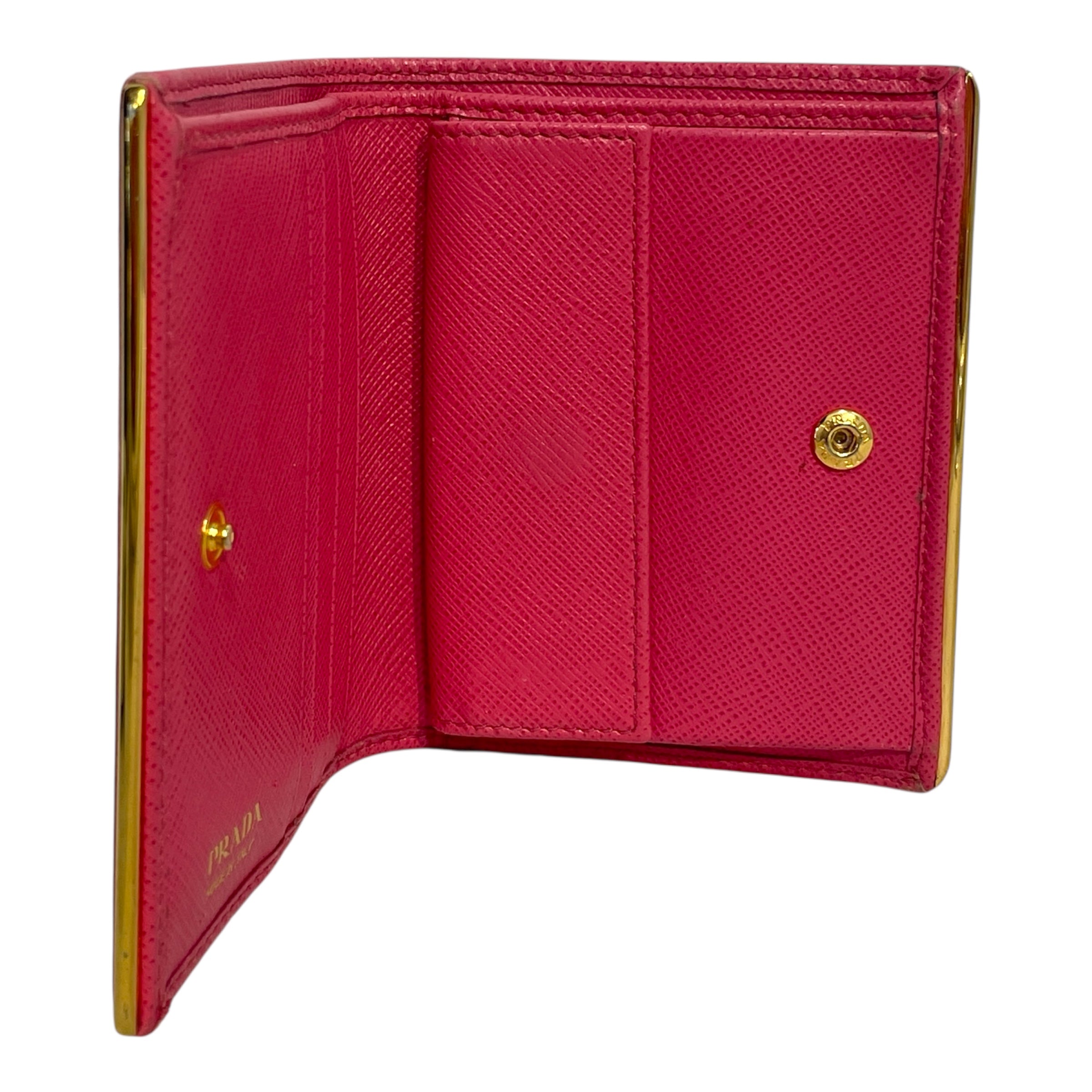 PRADA/Bifold Wallet/Leather/PNK/Saffiano Small Wallet view 3