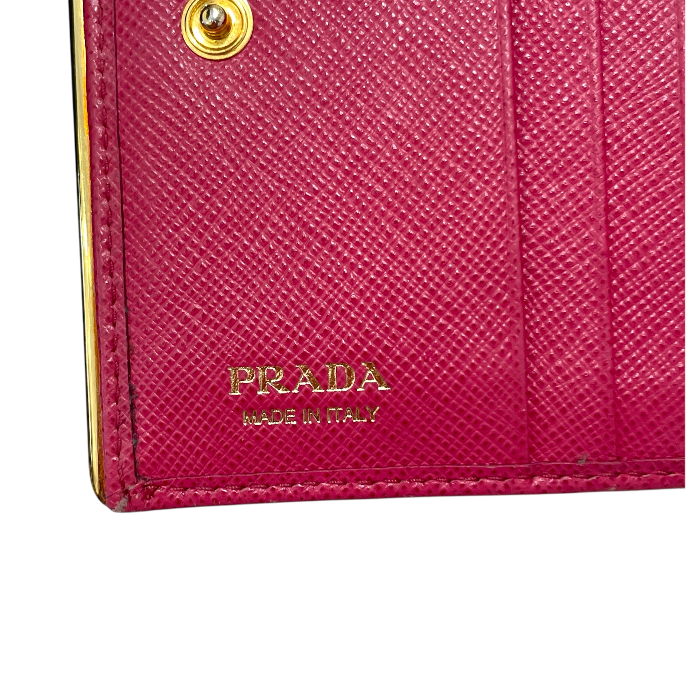 PRADA/Bifold Wallet/Leather/PNK/Saffiano Small Wallet view 4