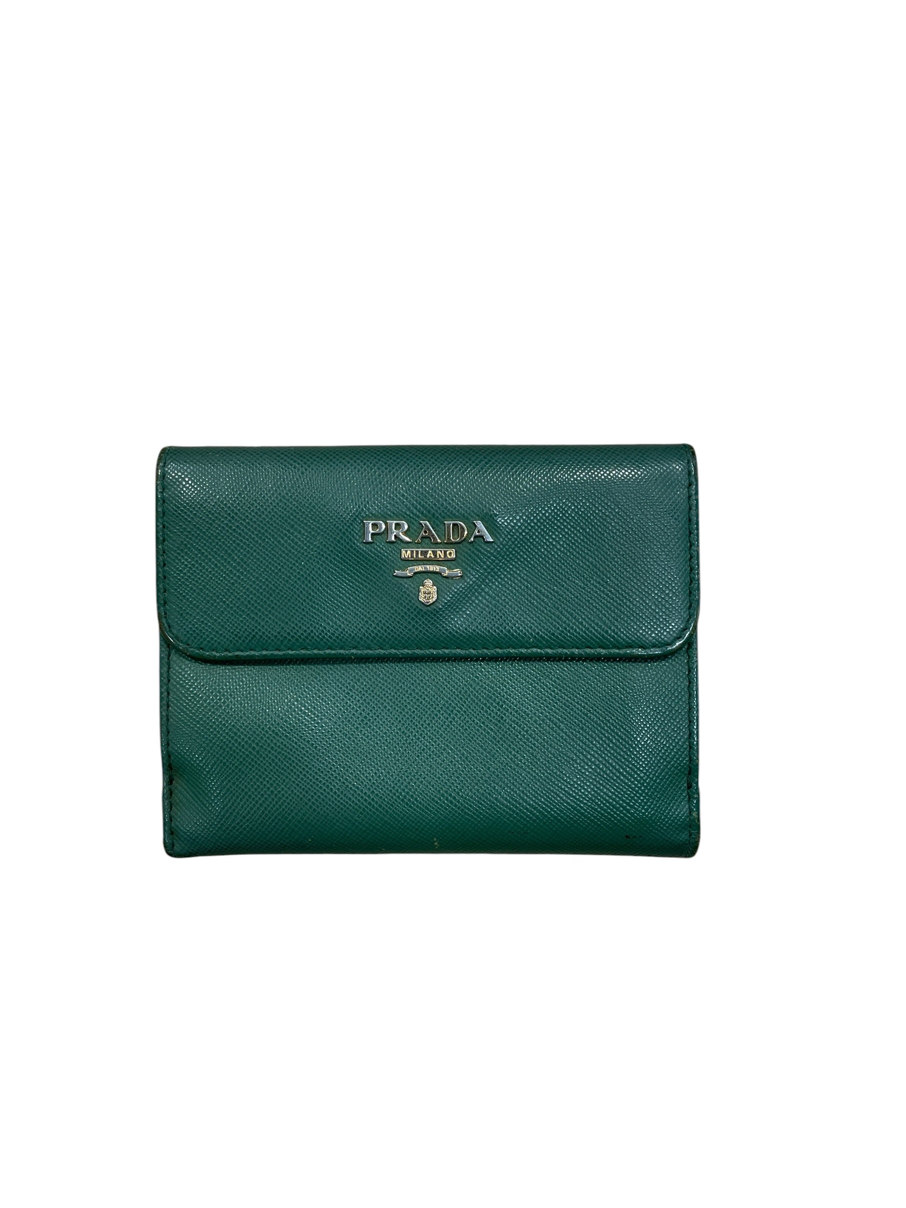 PRADA/Bifold Wallet/Leather/GRN/L's/3RHQJ94, GOLD LOGO METAL view 1