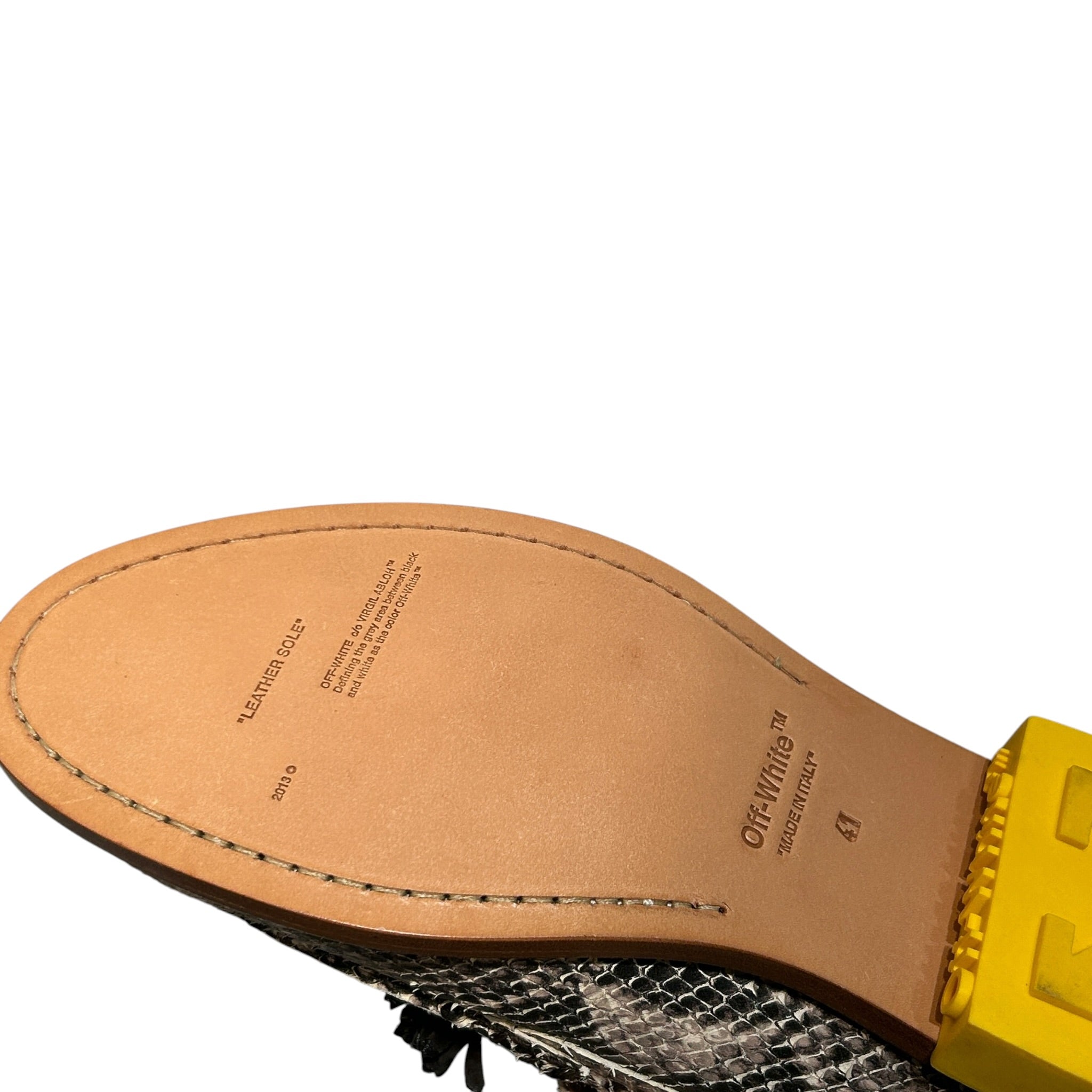 OFF-WHITE/Loafers/US 8/Animal Pattern/GRN/SNAKESKIN/YELLOW HEEL view 4