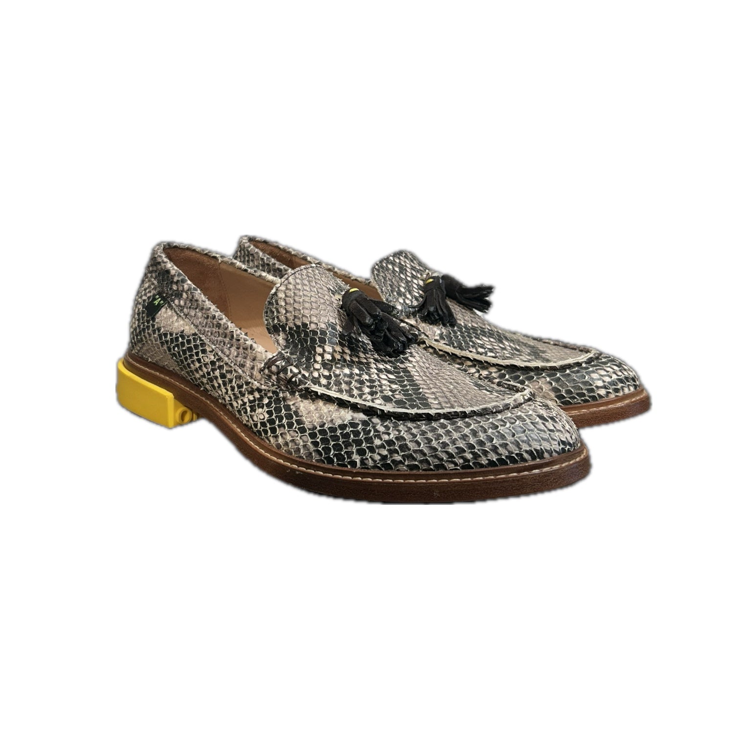 OFF-WHITE/Loafers/US 8/Animal Pattern/GRN/SNAKESKIN/YELLOW HEEL view 1