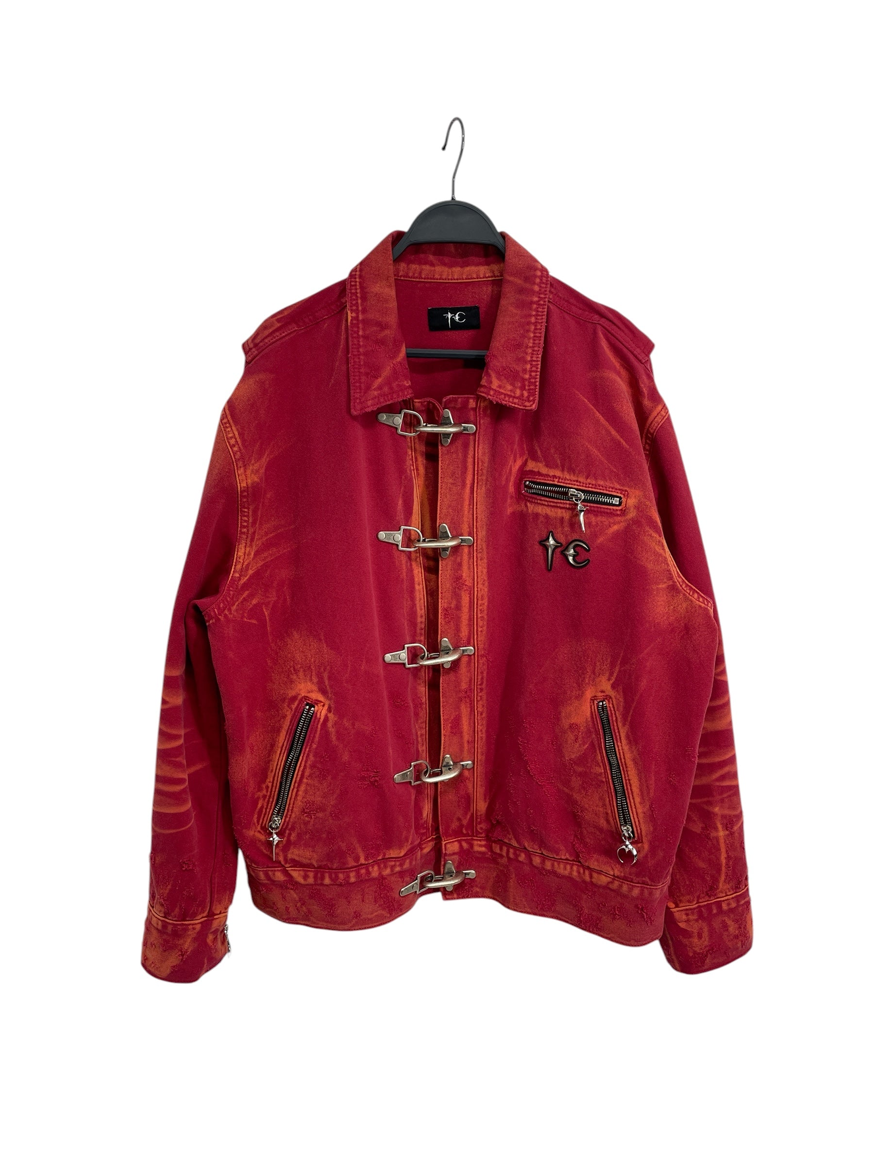 Thug Club/Denim Jkt/4/Cotton/RED/Two Toned washed view 1