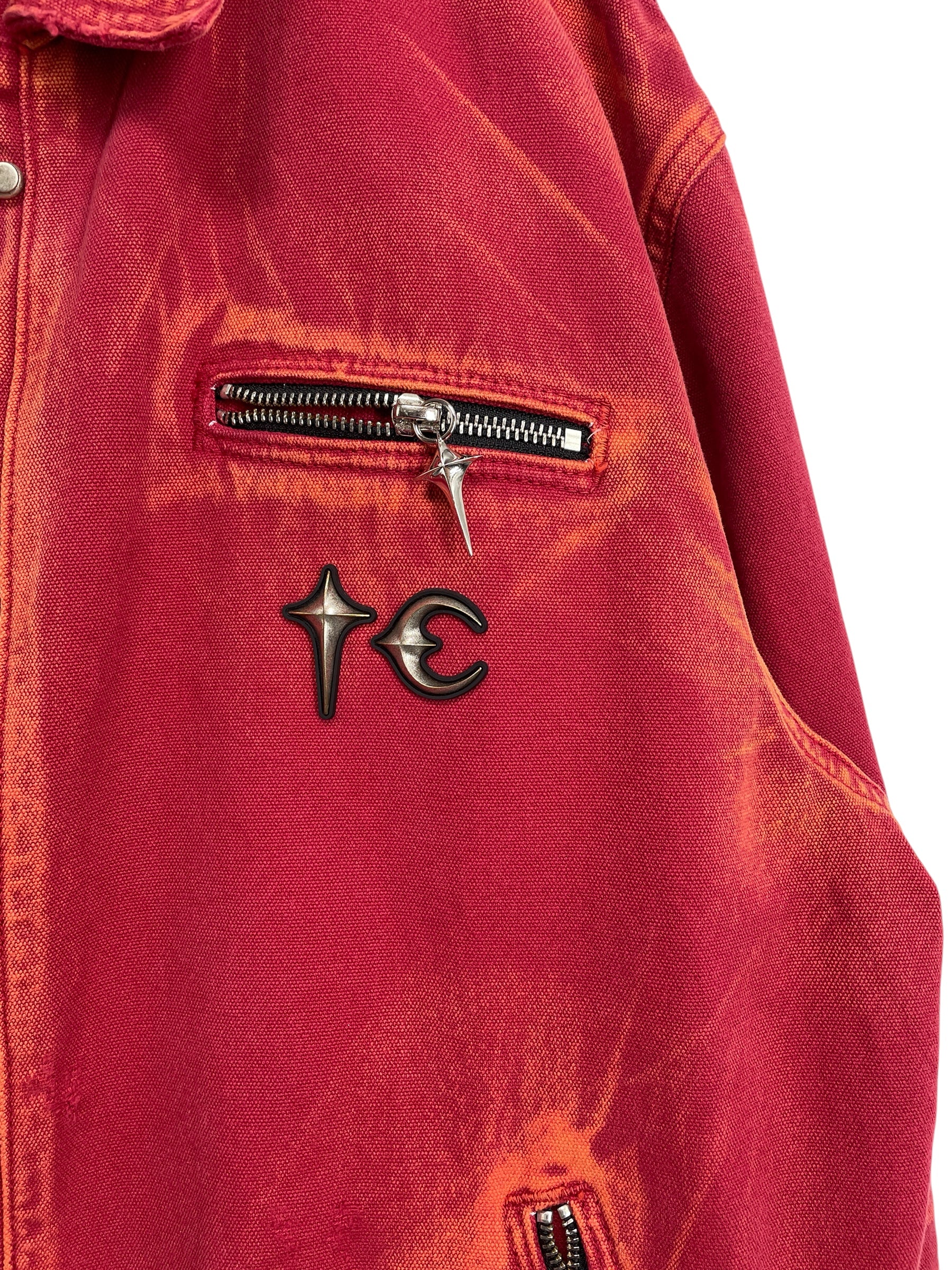 Thug Club/Denim Jkt/4/Cotton/RED/Two Toned washed view 2