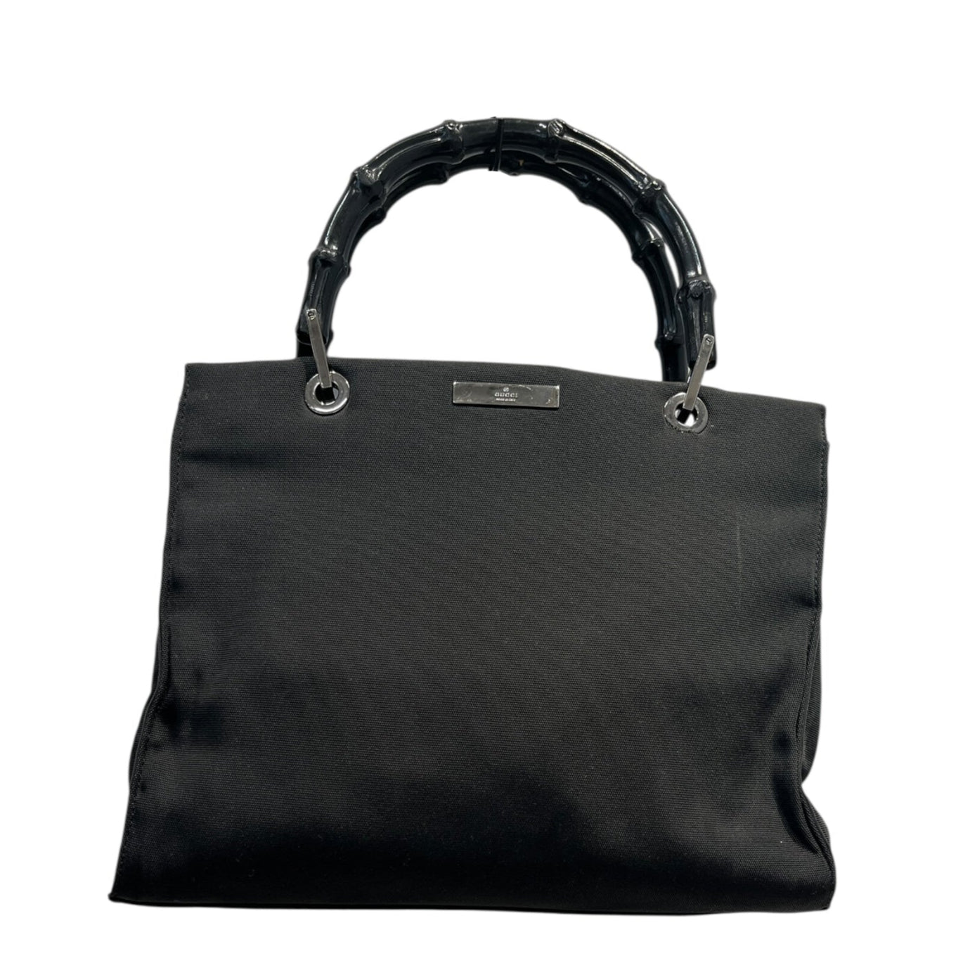 GUCCI/Hand Bag/M/Nylon/BLK/Bamboo Handle view 1