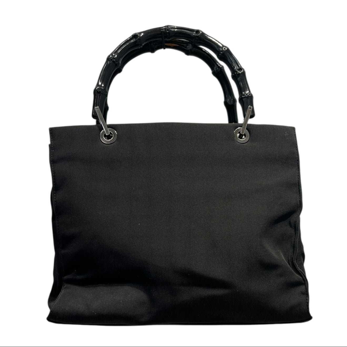 GUCCI/Hand Bag/M/Nylon/BLK/Bamboo Handle view 2