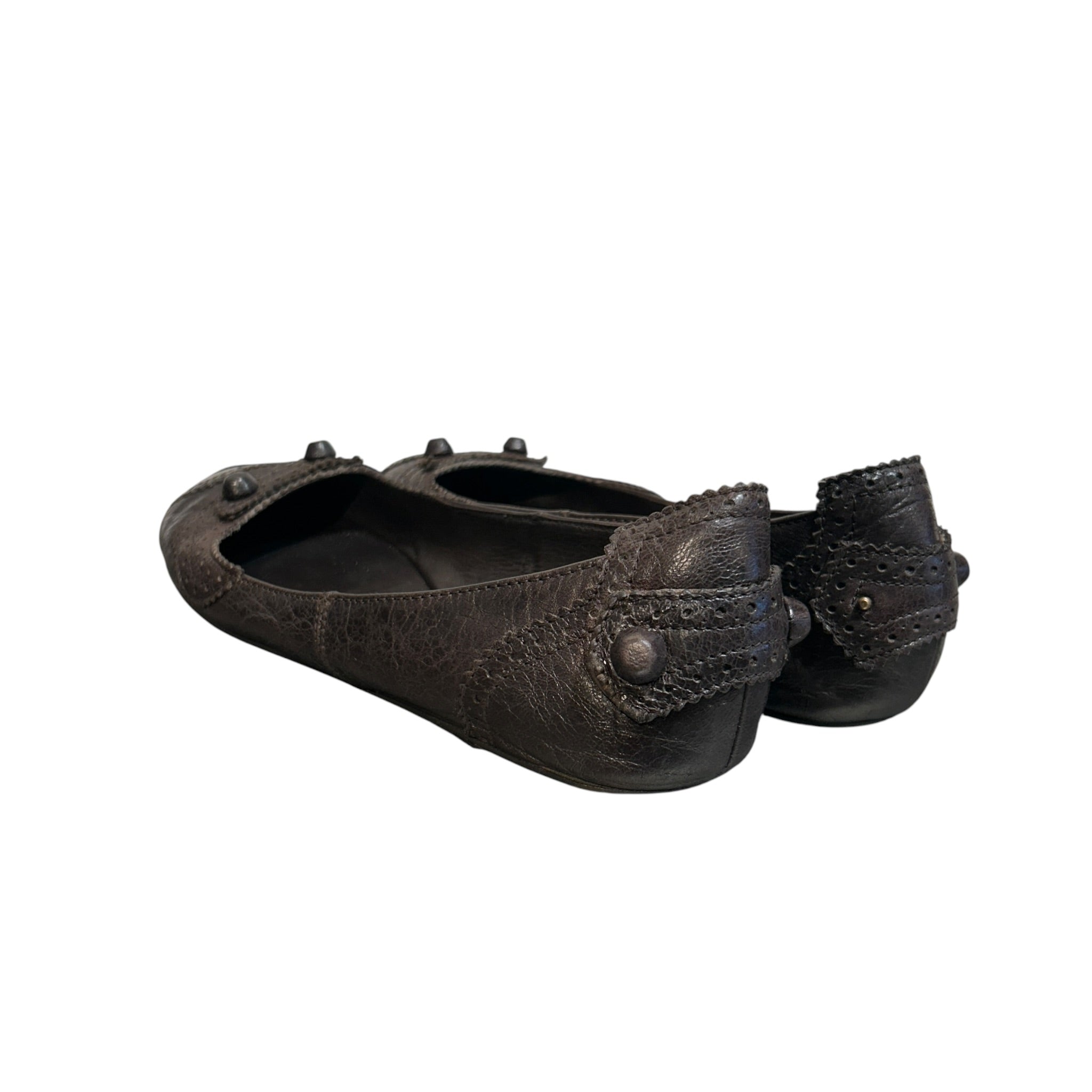 BALENCIAGA/Flat Shoes/US 6/Leather/BRW/Studded flats view 2