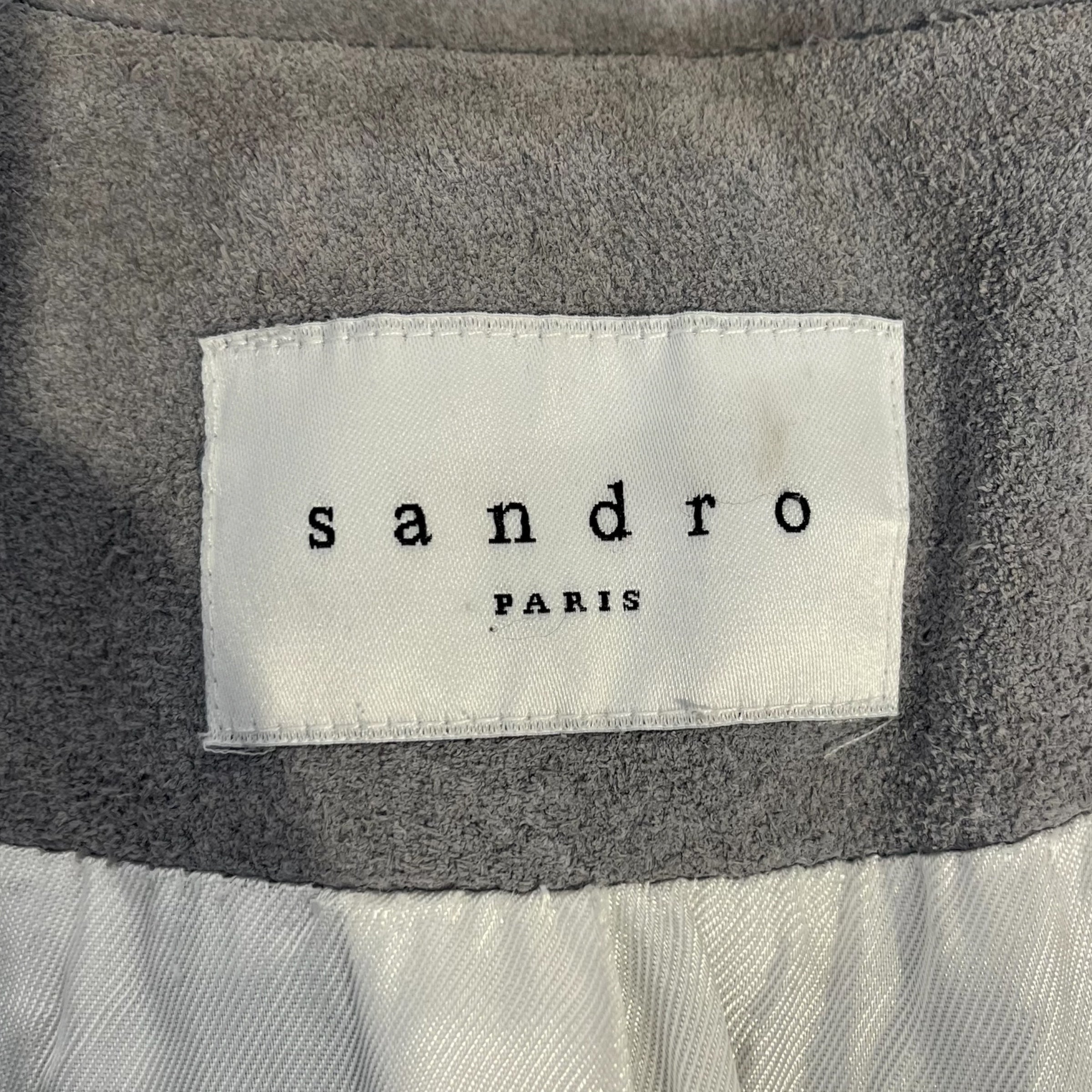 sandro/Jacket/3/Suede/GRY/diagnol zip suede coat view 3