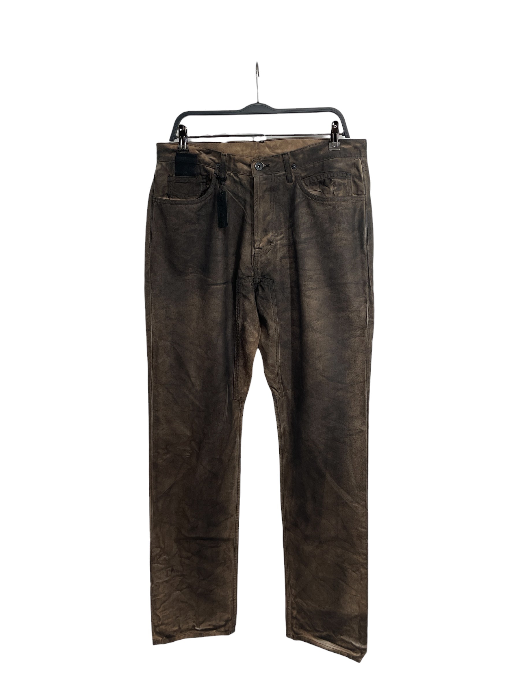 Rick Owens/Skinny Pants/33/Denim/BRW/SLAB\WAXED BURNTOUT DENIM view 1