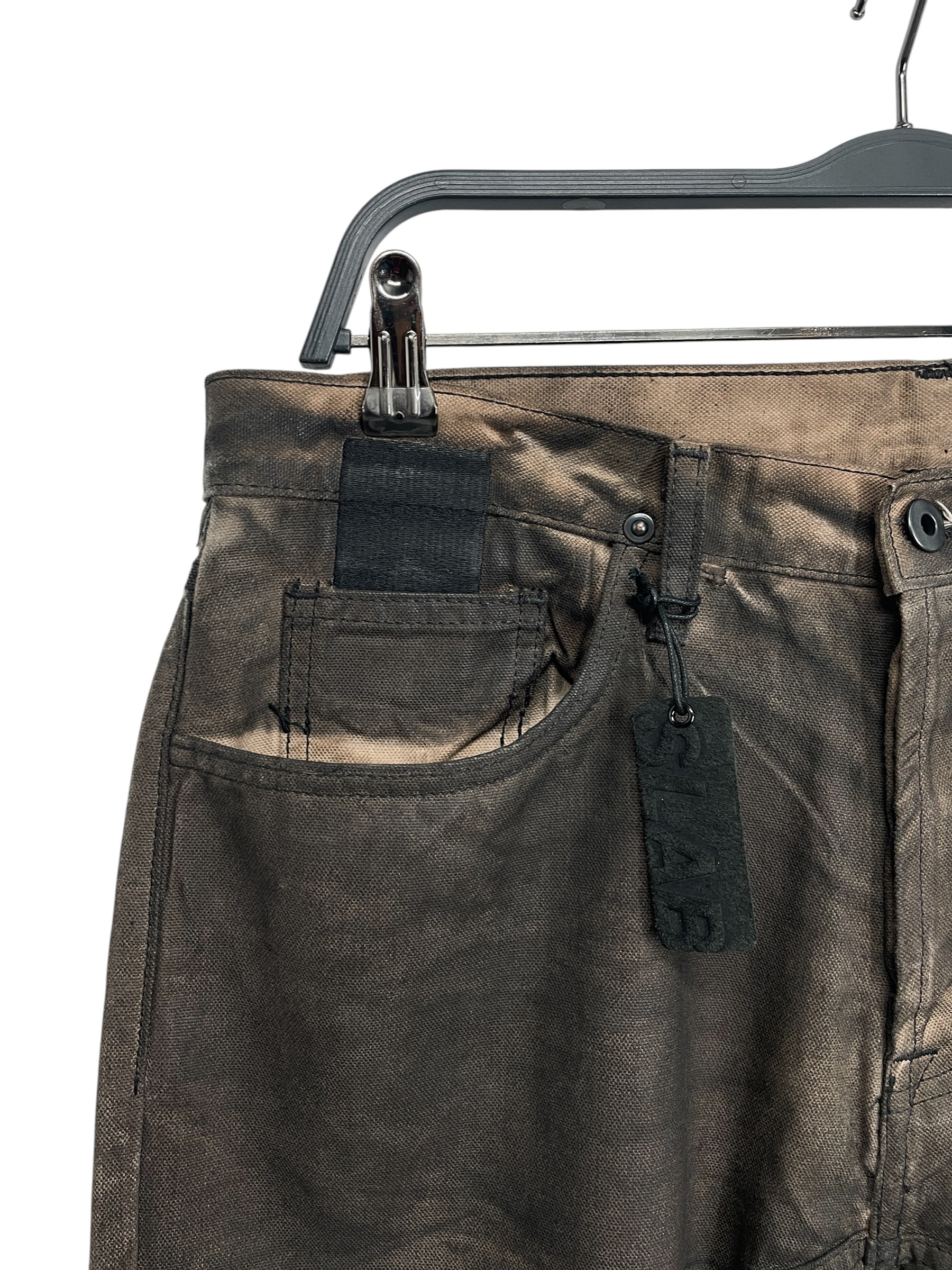 Rick Owens/Skinny Pants/33/Denim/BRW/SLAB\WAXED BURNTOUT DENIM view 2