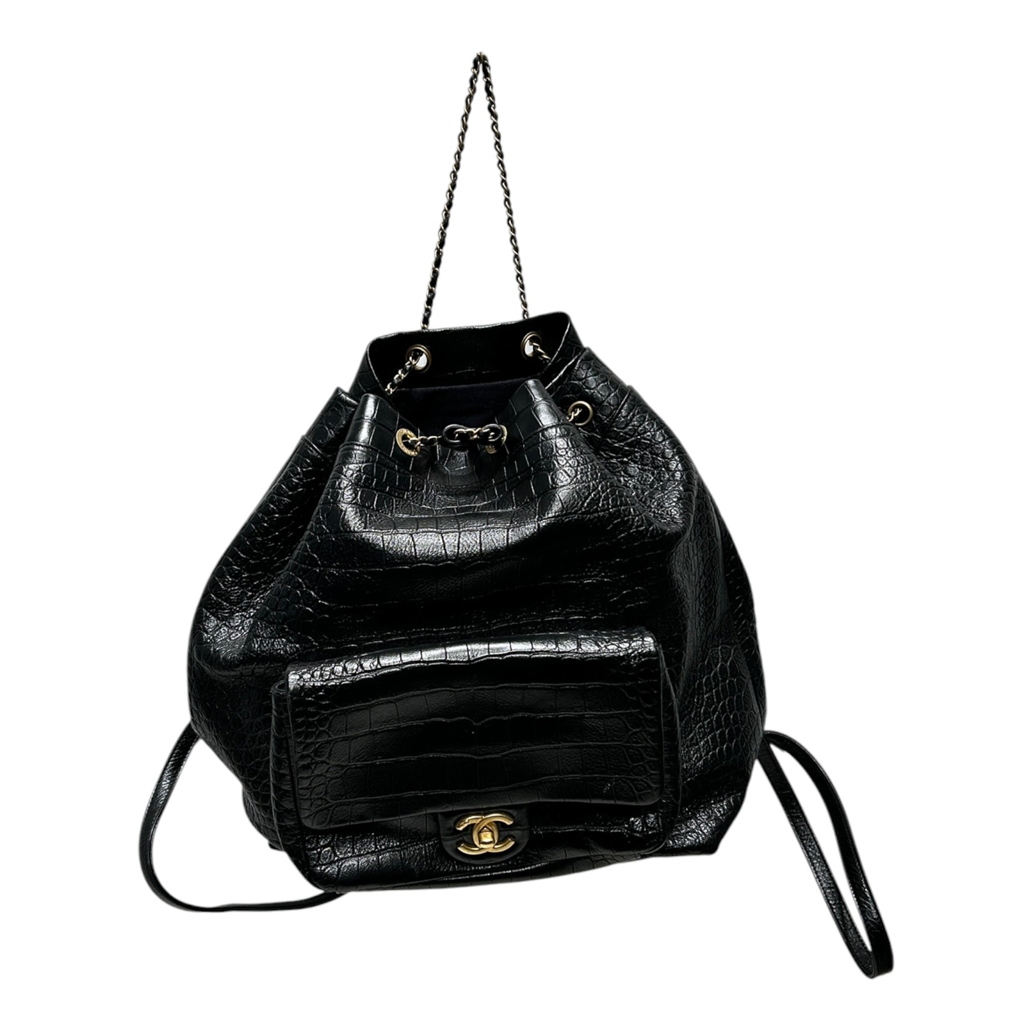 CHANEL/Backpack/Leather/BLK/EMBOSSED CROCODILE SKIN view 1