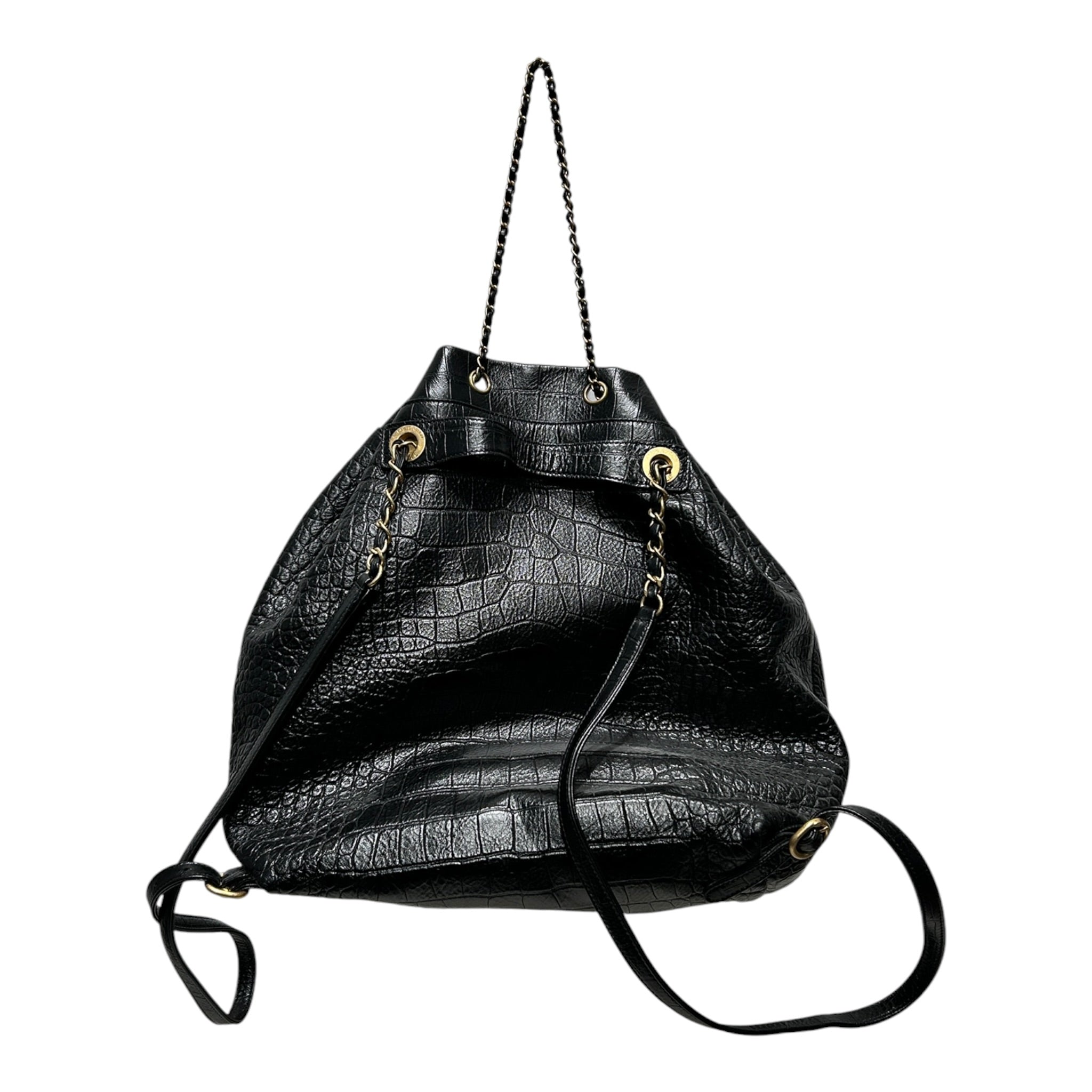 CHANEL/Backpack/Leather/BLK/EMBOSSED CROCODILE SKIN view 2