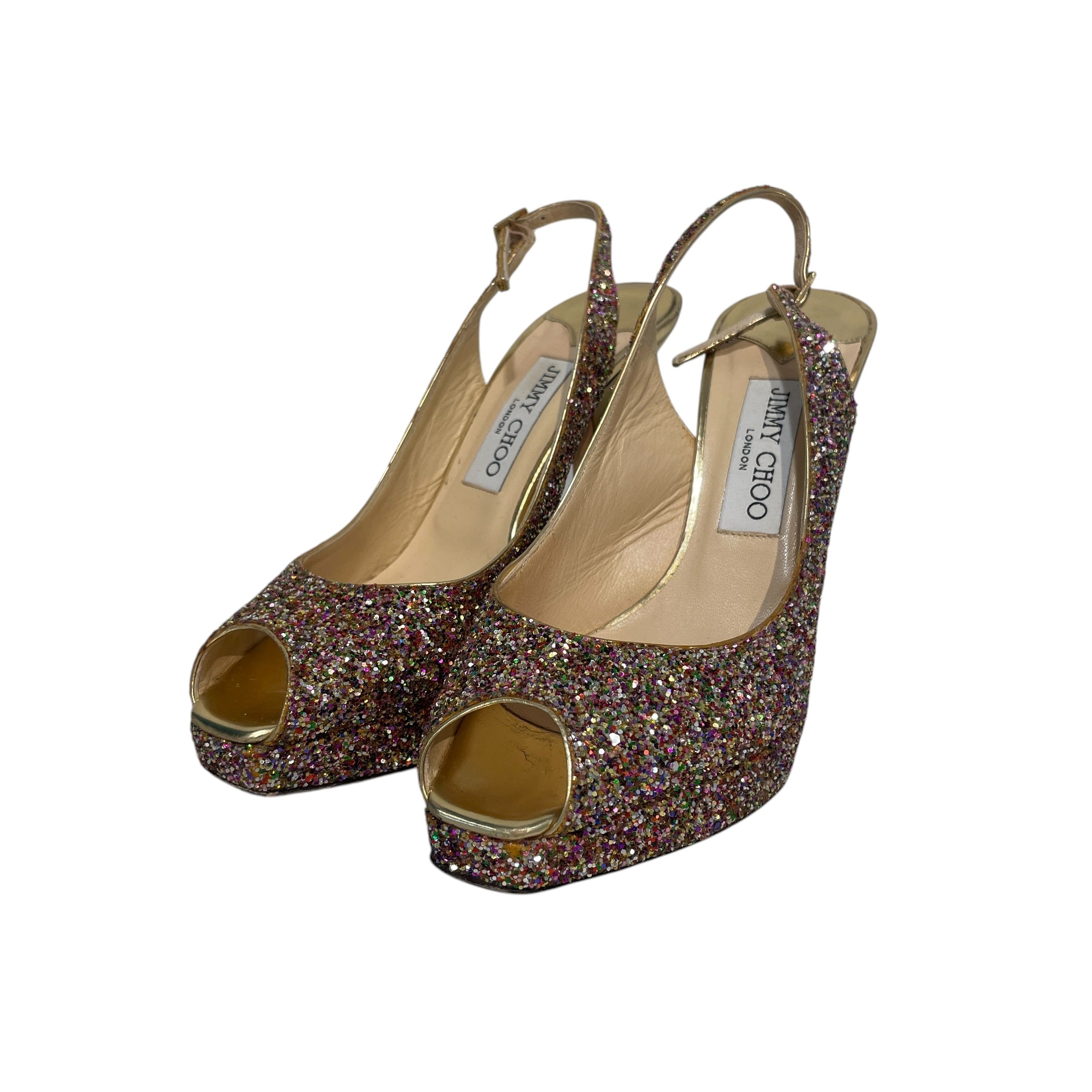JIMMY CHOO/Heels/EU 37.5/Glitter/MLT/Glitter Slingback Open Toe view 1
