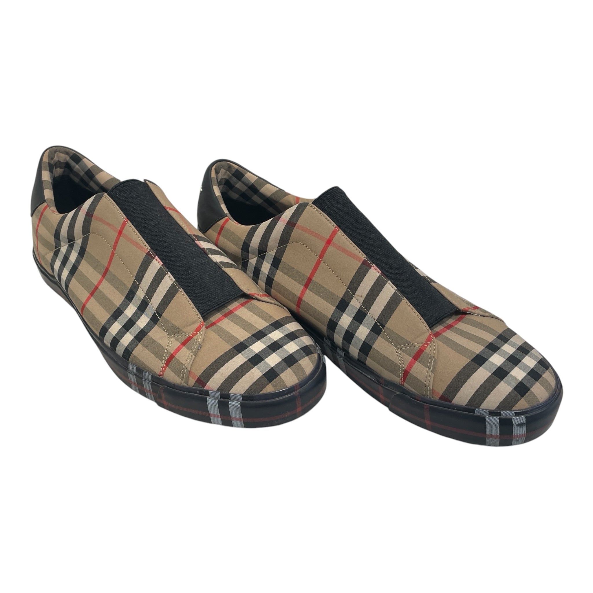 BURBERRY LONDON/Low-Sneakers/EU 45/Plaid/Cotton/BEG/Markham check slip on view 1