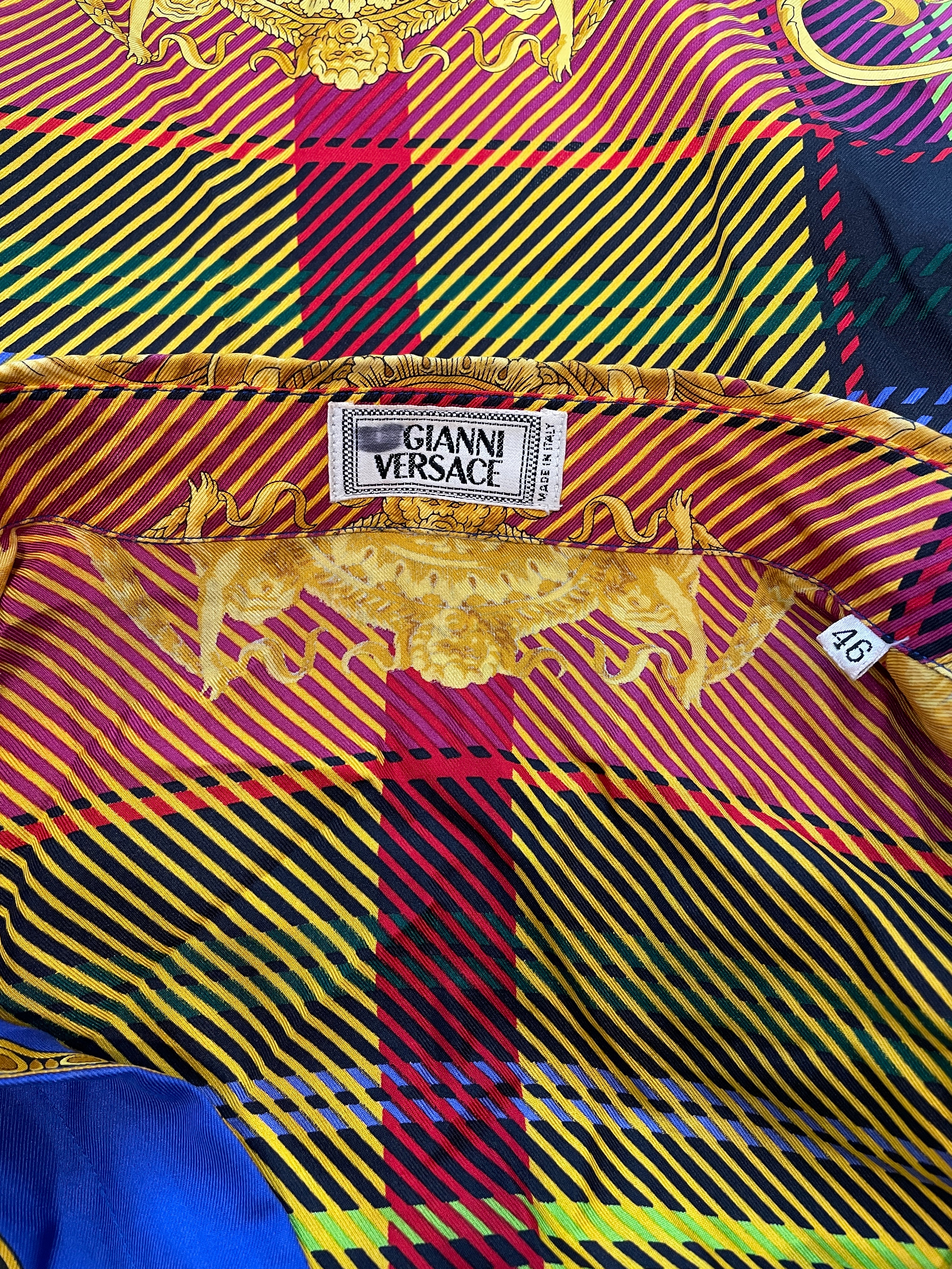 GIANNI VERSACE/LS Shirt/46/Silk/YEL/Plaid/ORNIMENTAL PATTERN view 3