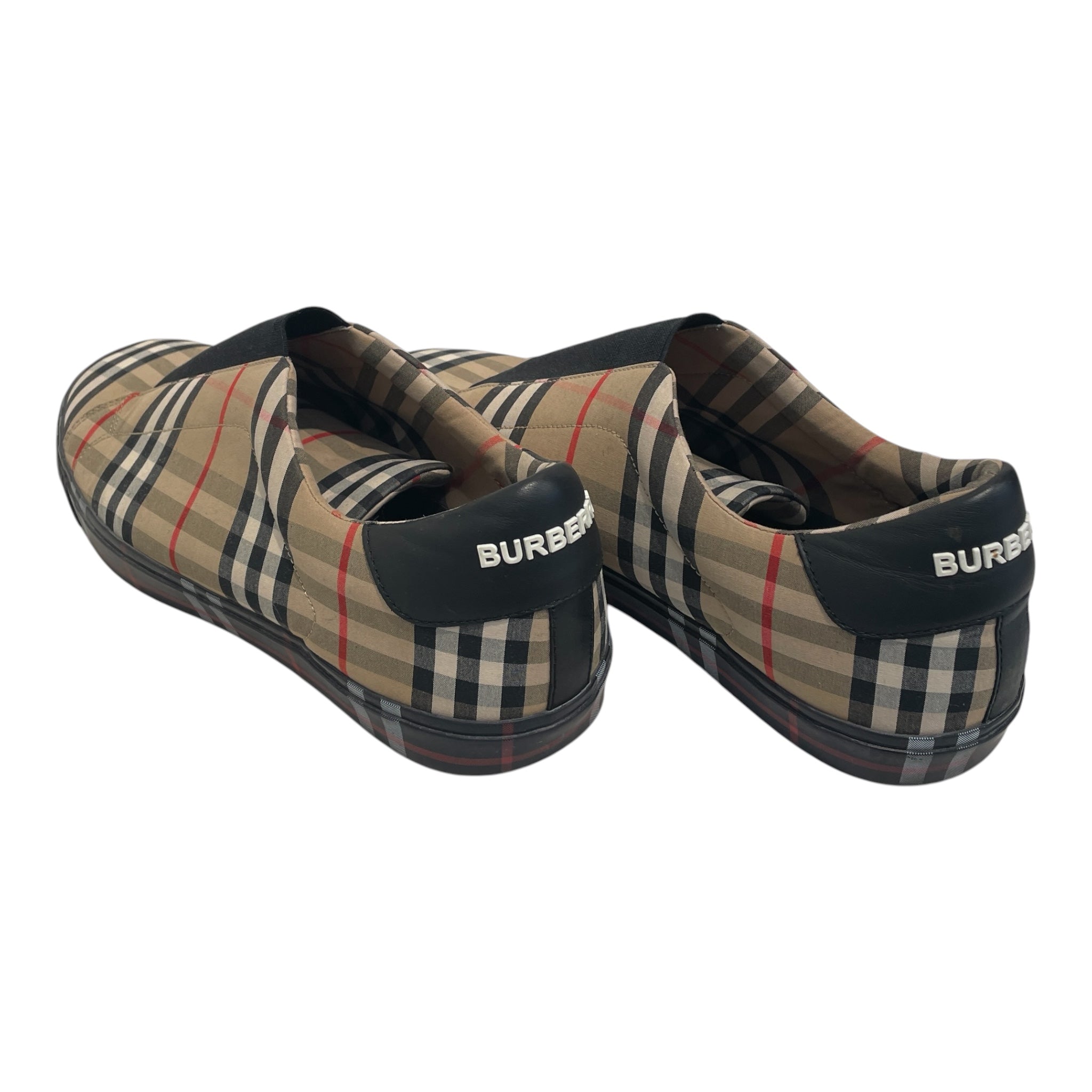 BURBERRY LONDON/Low-Sneakers/EU 45/Plaid/Cotton/BEG/Markham check slip on view 2