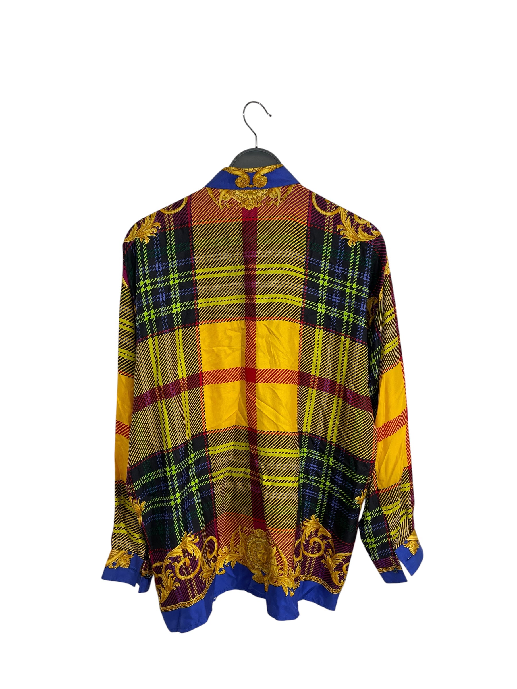 GIANNI VERSACE/LS Shirt/46/Silk/YEL/Plaid/ORNIMENTAL PATTERN view 2