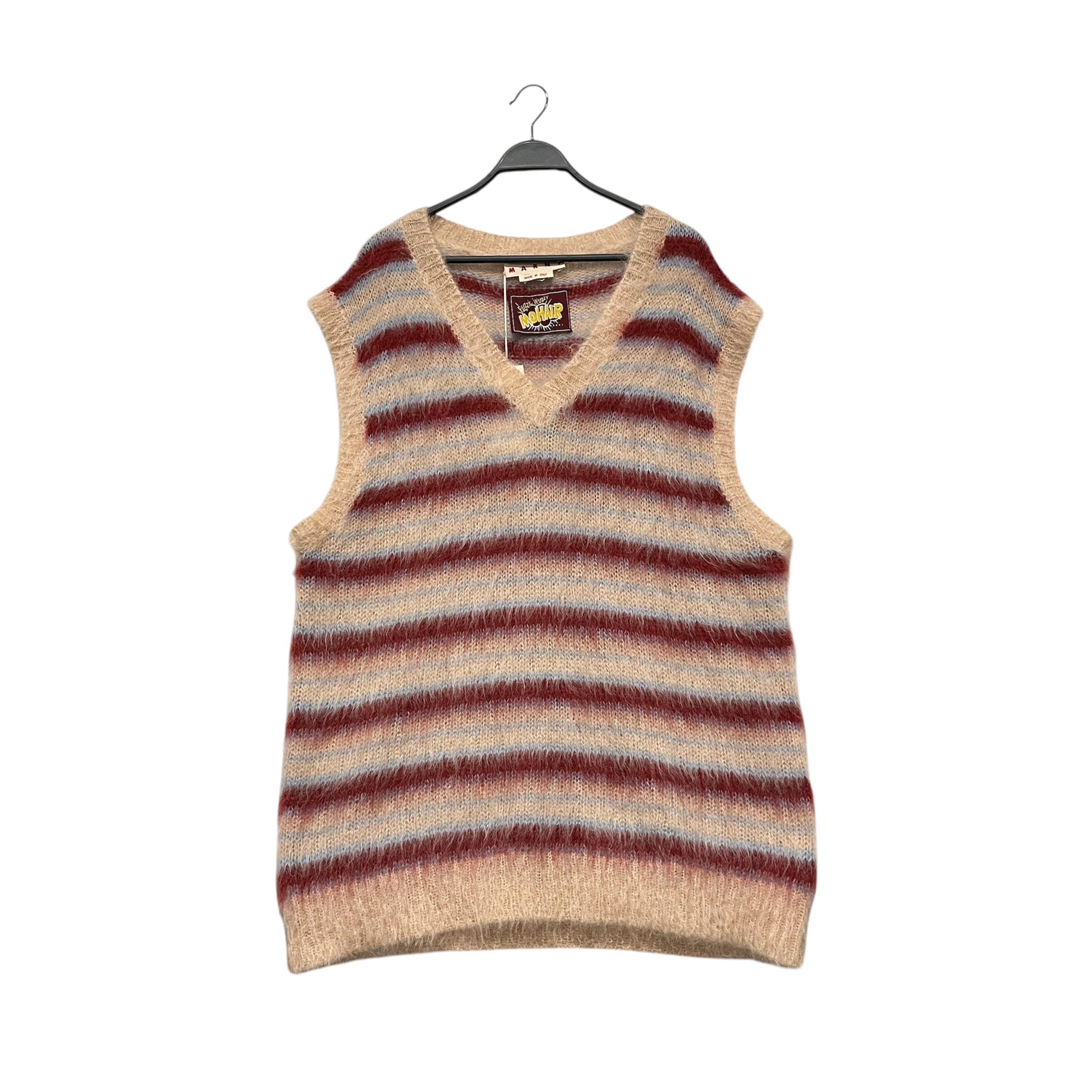 MARNI/HeavyKnit Vest/58/Stripe/Mohair/BEG/FUZZY WUZZY BNWT view 1