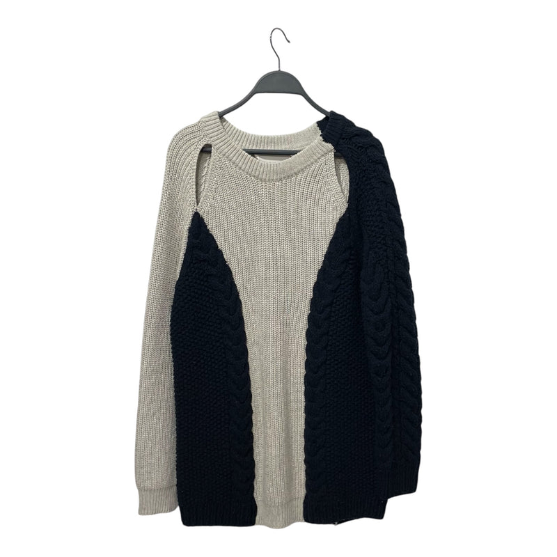 3.1 phillip lim/Heavy Sweater/M/Cotton/WHT/NAVY SIDES / OPEN COLLAR