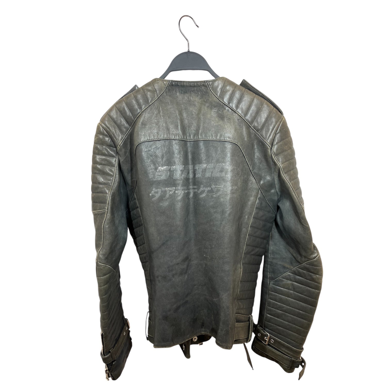 BALMAIN/Leather Jkt/50/Leather/GRY/Graphic/STATIC view 2