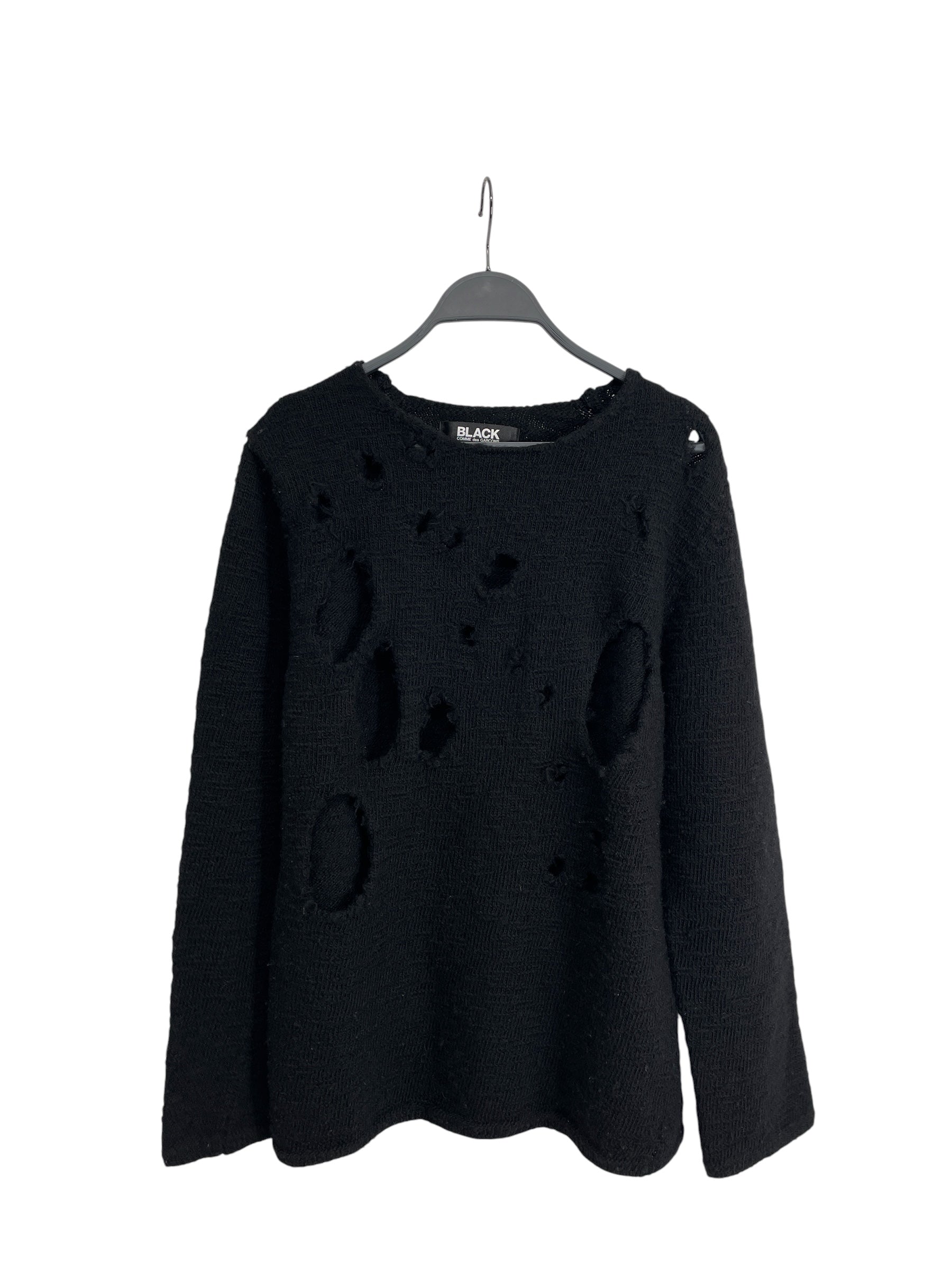 COMME des GARCONS/Sweater/L/Wool/BLK/HOLES view 1