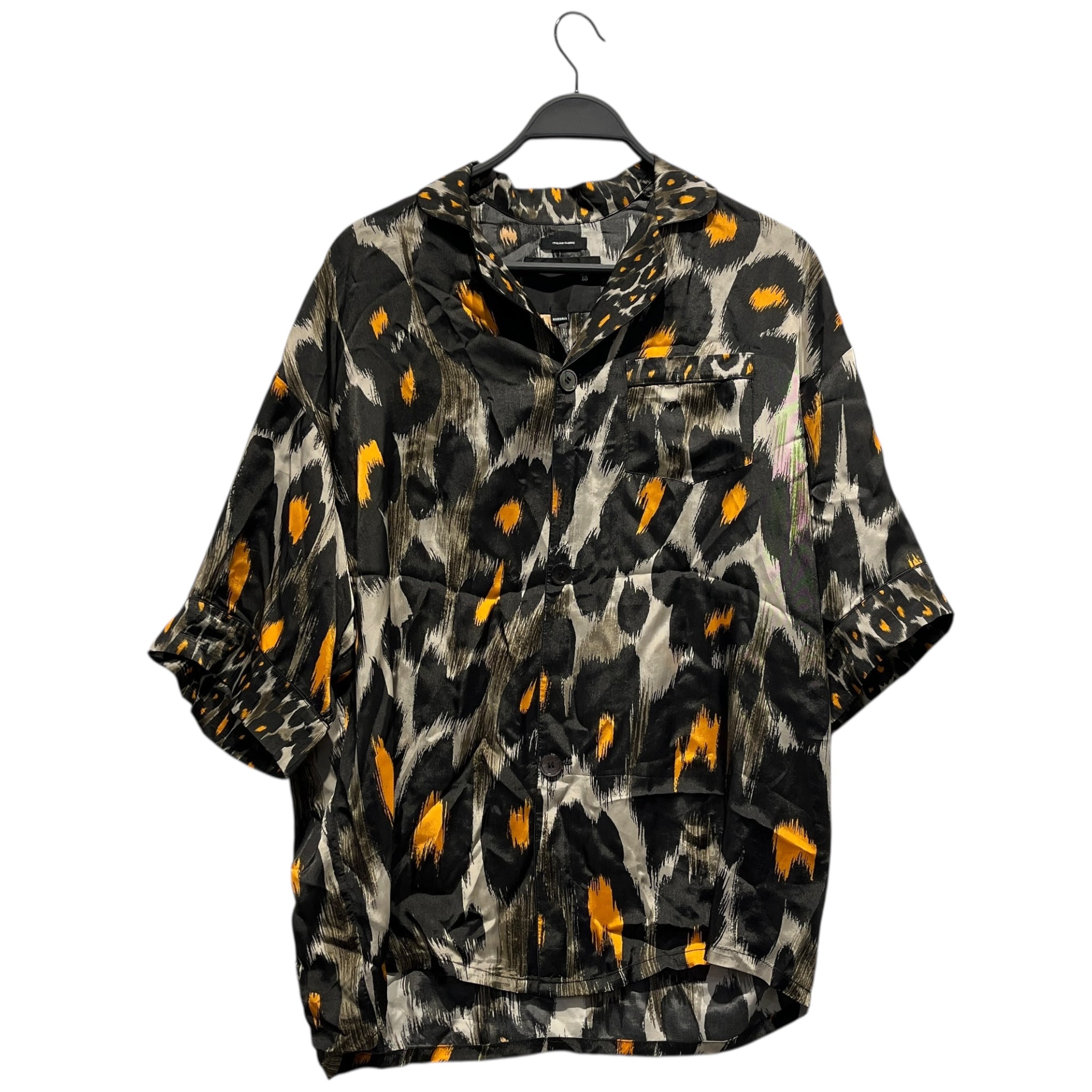 R13/Shirt/XXS/BLK/Open Coller/Animal Pattern/LEOPARD PRINT SILK-LIKE view 1