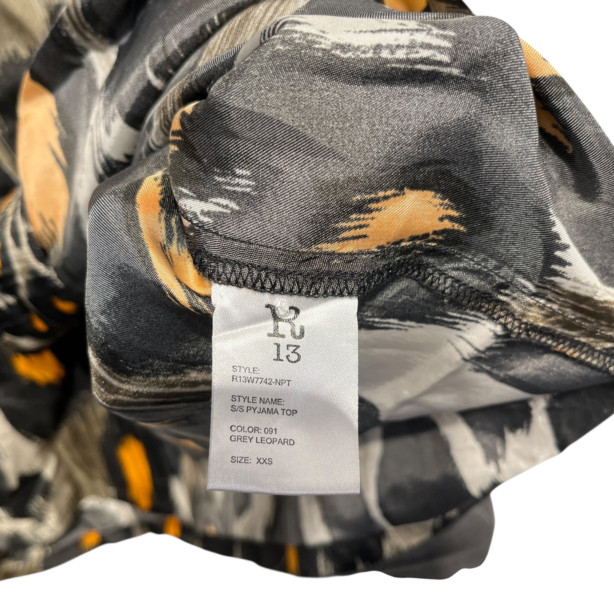 R13/Shirt/XXS/BLK/Open Coller/Animal Pattern/LEOPARD PRINT SILK-LIKE view 5