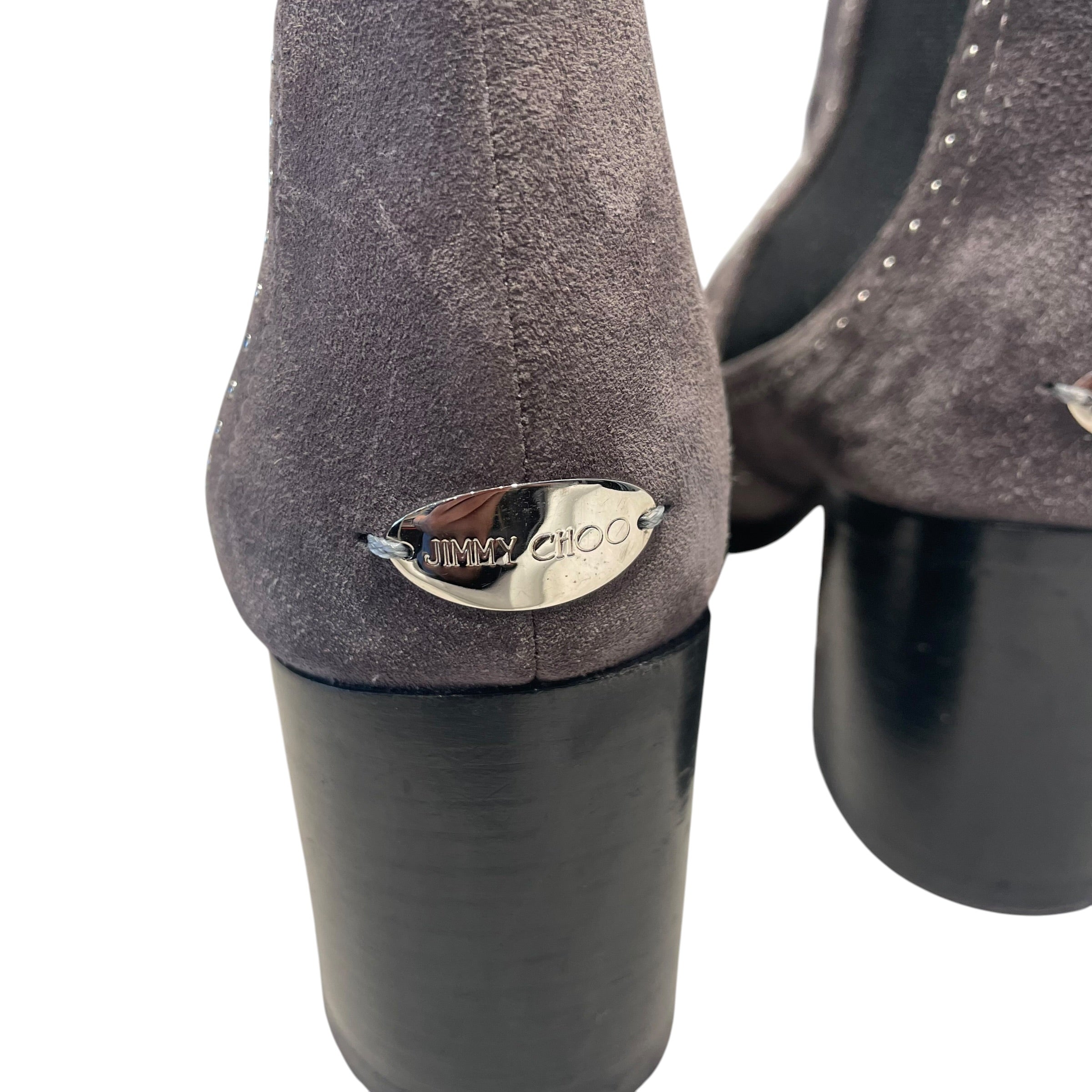 JIMMY CHOO/Ankle Boots/EU 37/Suede/GRY/Merril Studded view 3