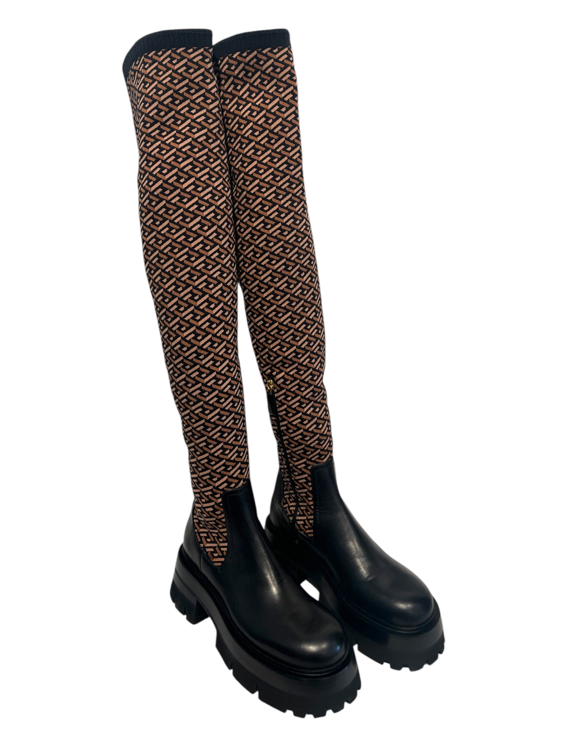 VERSACE/Long Boots/EU 39/All Over Print/MLT/PLATFORM TALL SOCK BOOT view 1