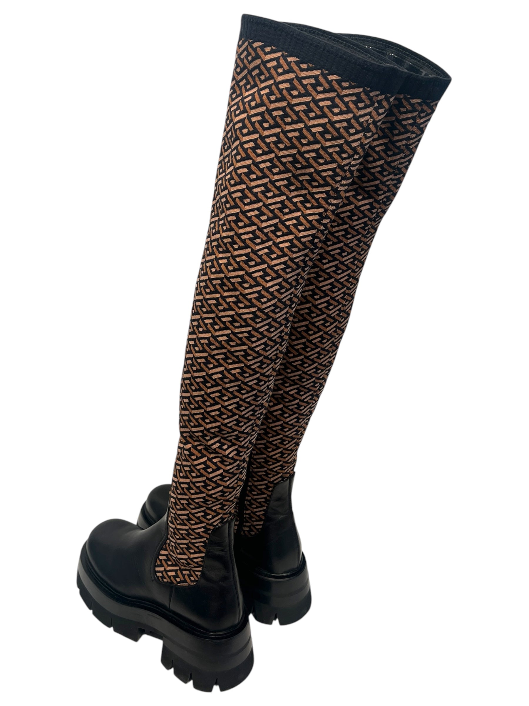 VERSACE/Long Boots/EU 39/All Over Print/MLT/PLATFORM TALL SOCK BOOT view 2
