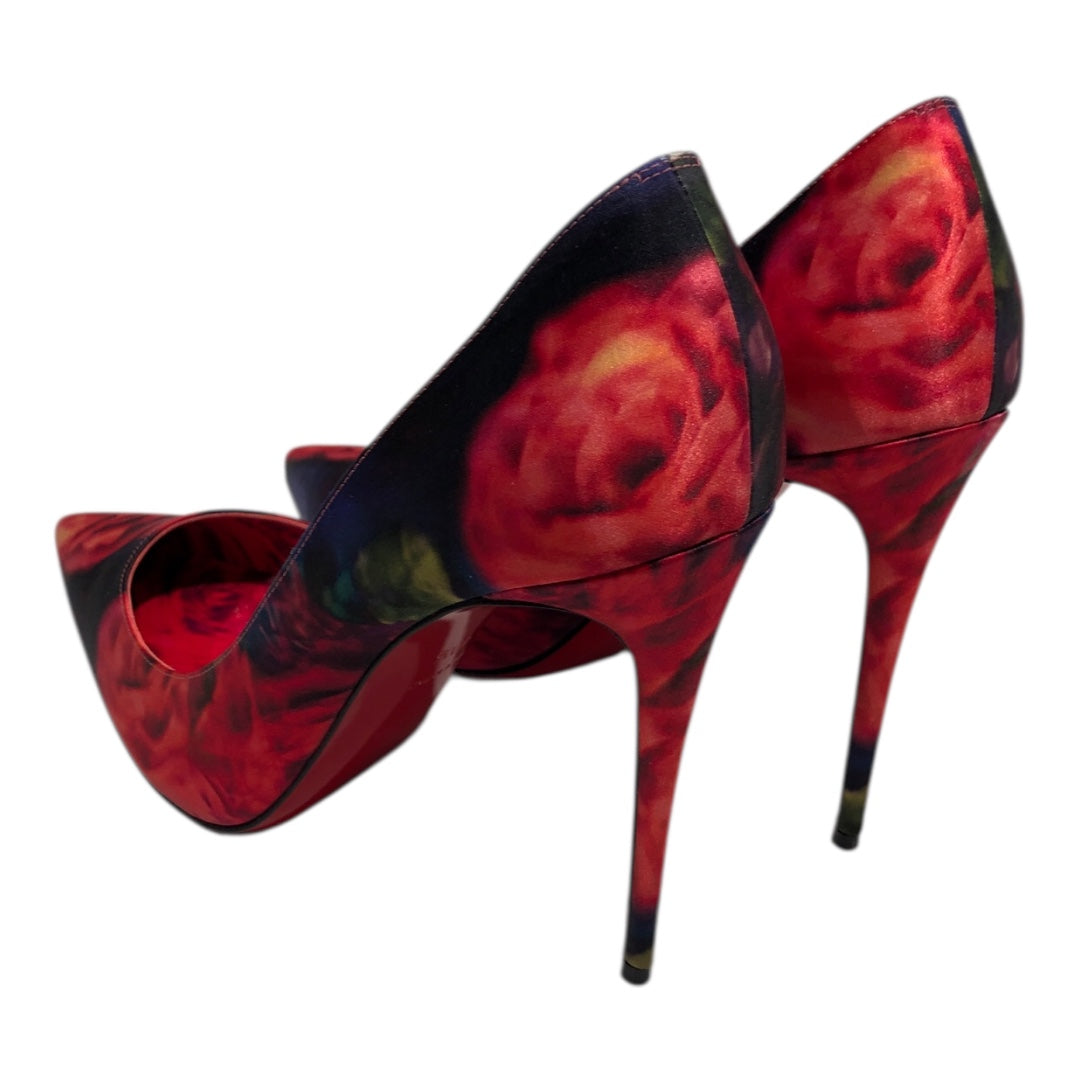 Christian Louboutin/Heels/EU 40.5/Floral Pattern/RED/KATE 100 ROSE SATIN view 2