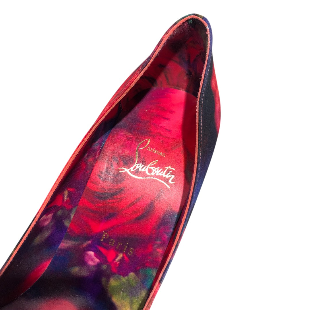 Christian Louboutin/Heels/EU 40.5/Floral Pattern/RED/KATE 100 ROSE SATIN view 3