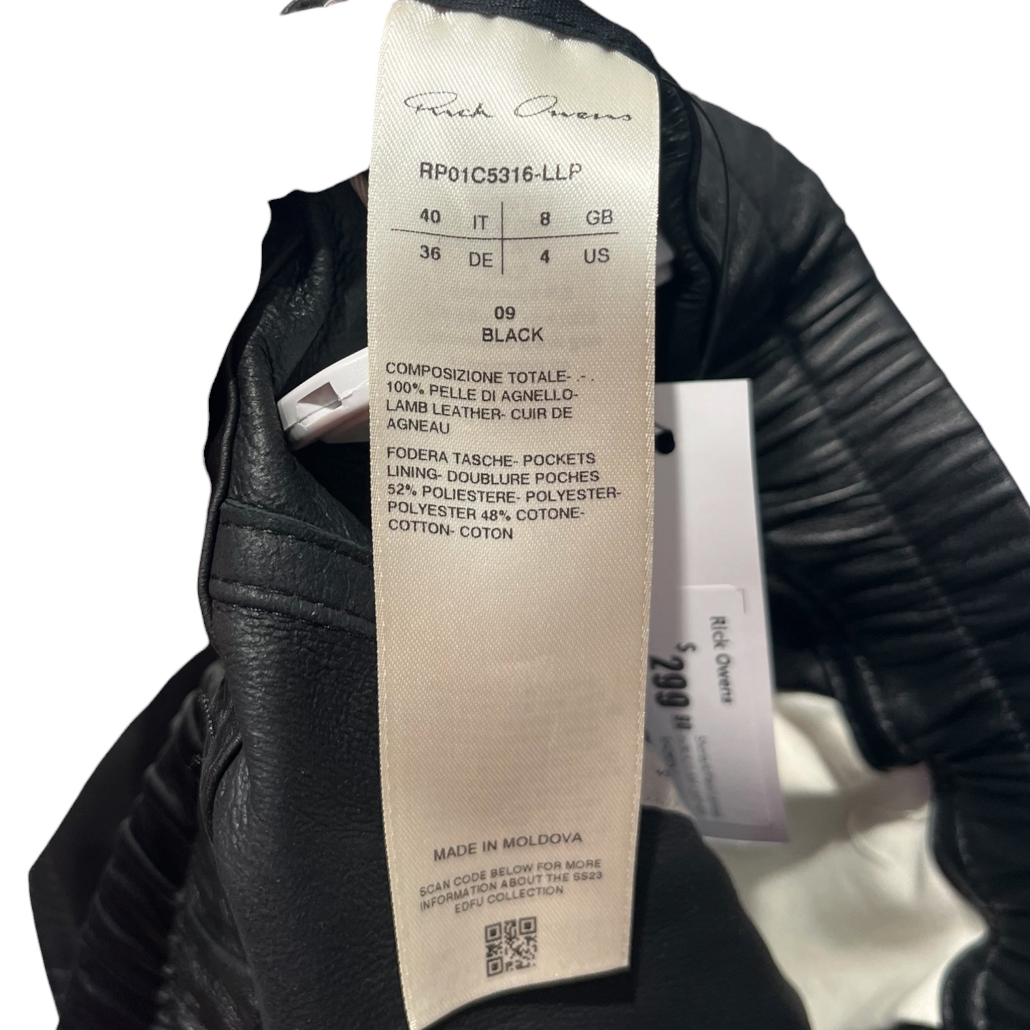 Rick Owens/Shorts/4/Lambskin/BLK/LAM-LEATHER SHORTS view 3