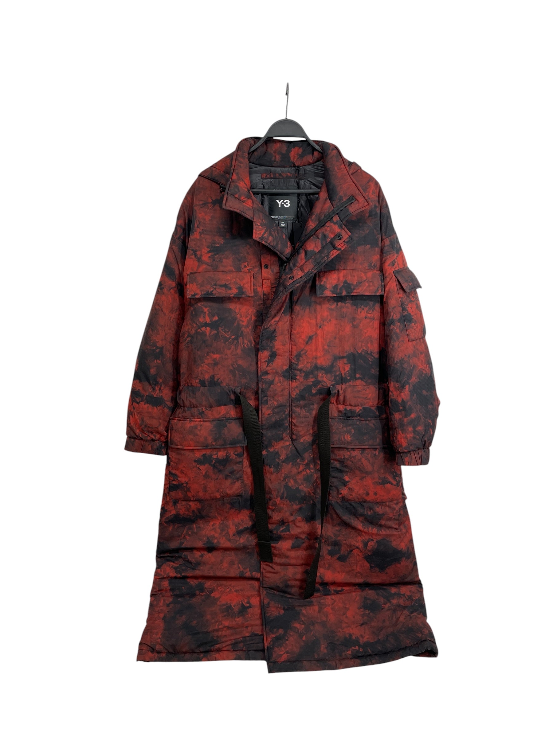 Y-3/Puffer Coat/M/All Over Print/Nylon/BRD/LEG LEGNTH/RED BLACK TIE DYE view 1