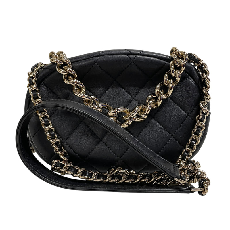 CHANEL/Cross Body Bag/Graphic/Leather/BLK/STUDDED LOGO2020