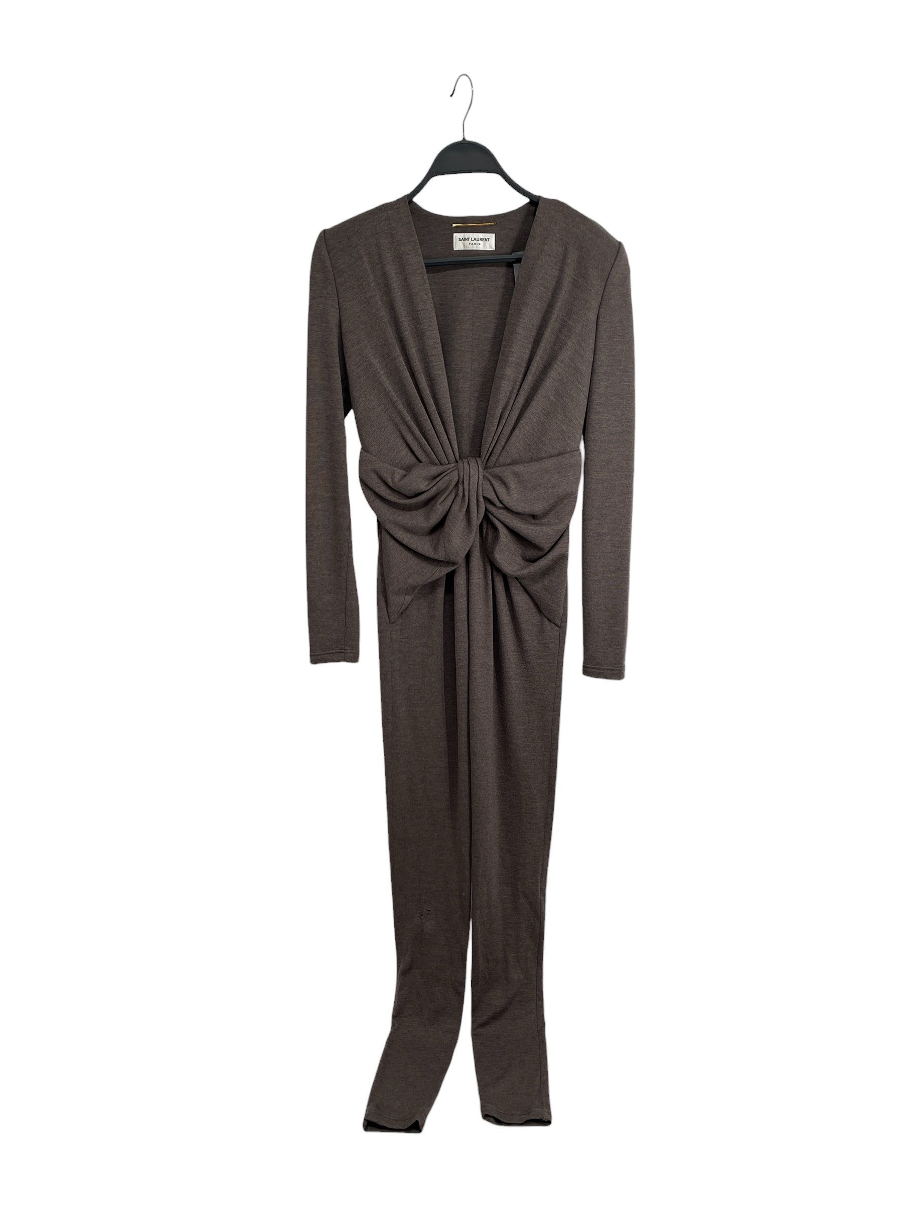SAINT LAURENT/Jumpsuits/Wool/GRY/KNOTTED WAIST/PADDED SHOULDERS view 1