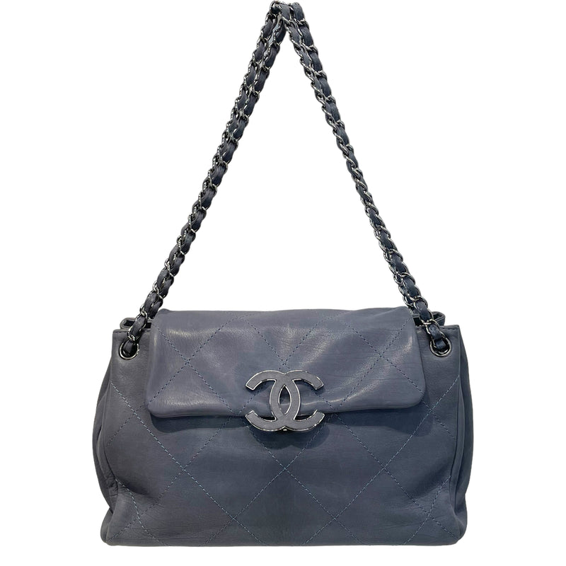 CHANEL/Cross Body Bag/L/Leather/BLU/Large CC Hamptons Flap Bag