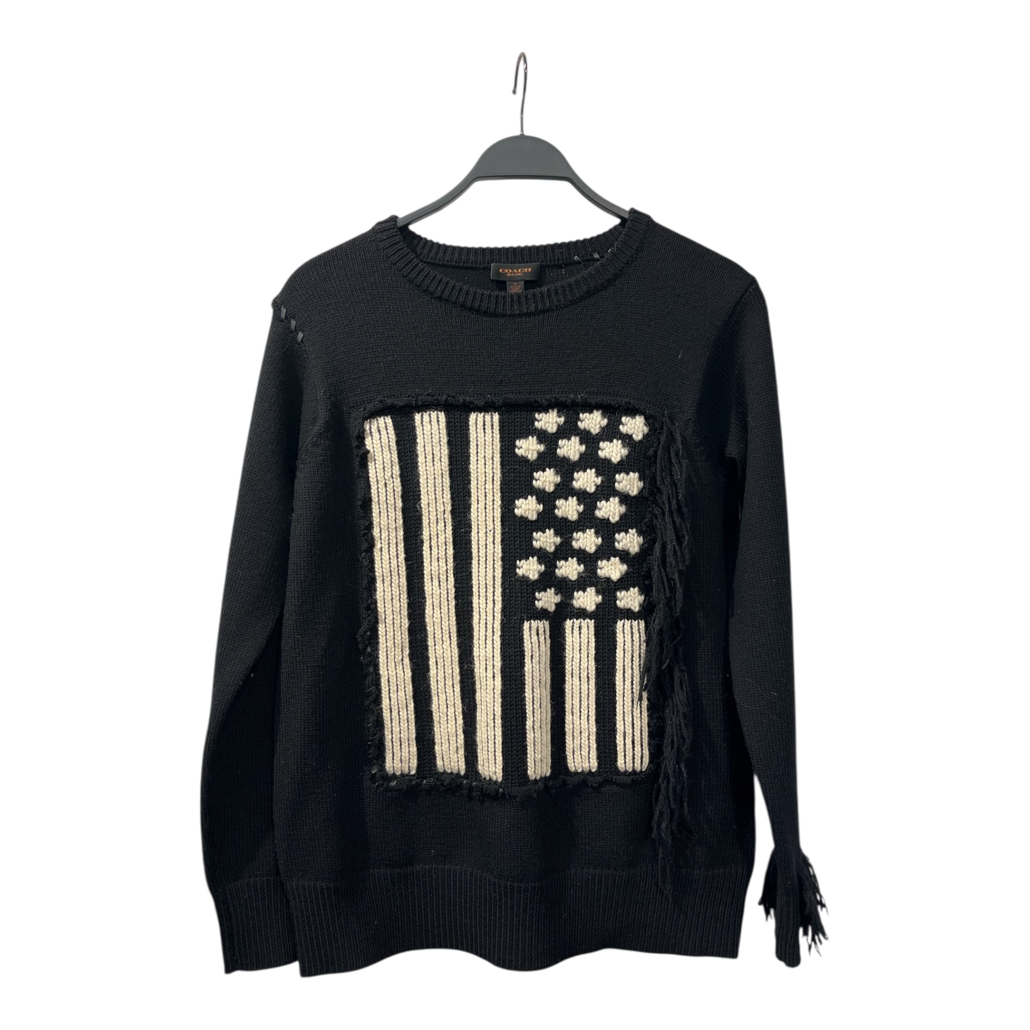 COACH/Heavy Sweater/M/Wool/BLK/FLAG DESIGN view 1