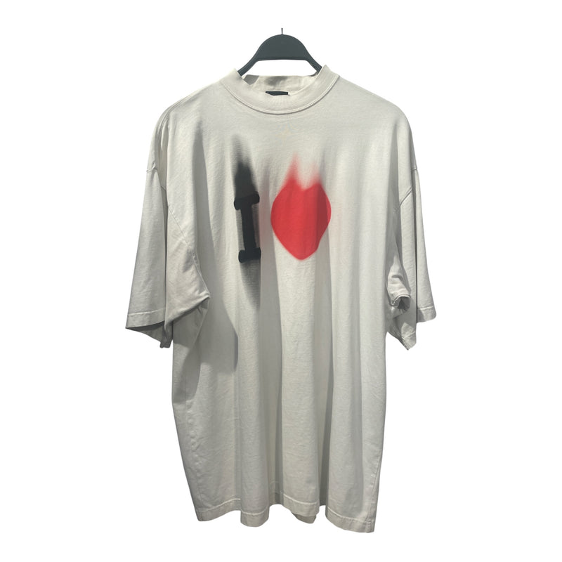 BALENCIAGA/T-Shirt/XS/Cotton/WHT/Graphic/"I HEART" VALENTINES DAY TEE