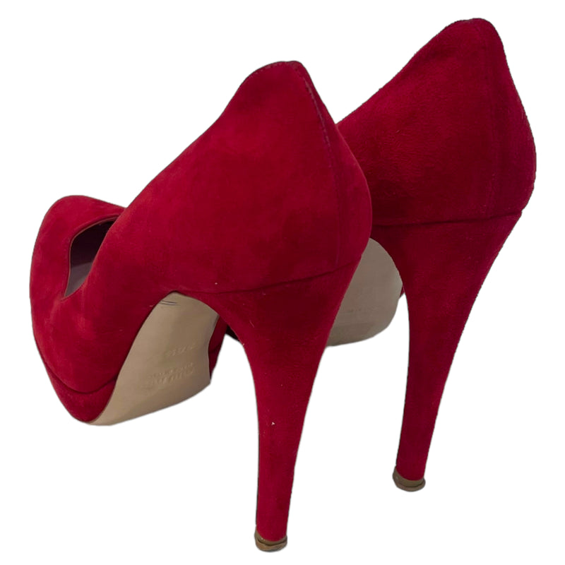 MIU MIU/Heels/EU 38.5/Suede/RED/