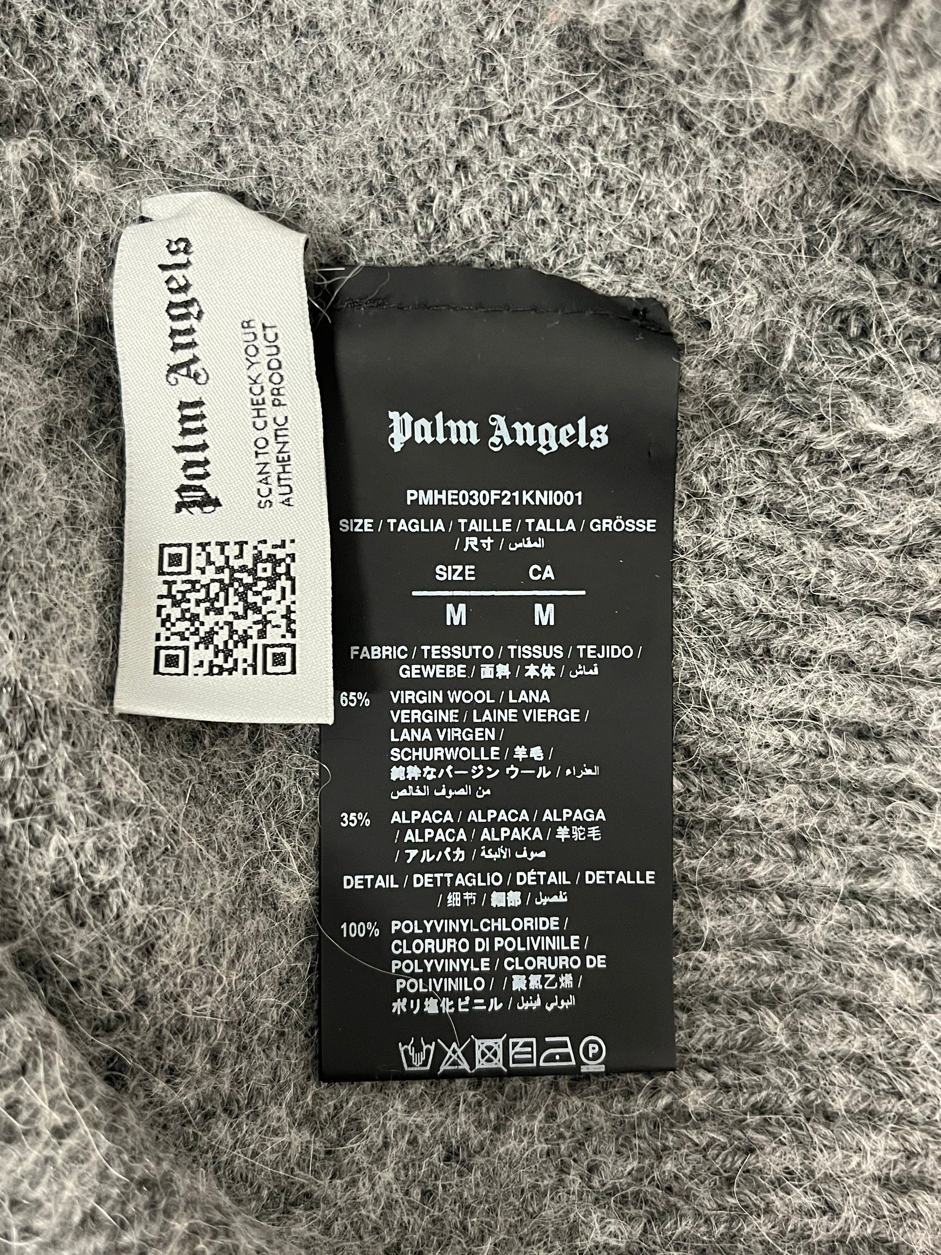 Palm Angels/Heavy Sweater/M/Wool/GRY/WOOL FUZZY SWEATER view 4