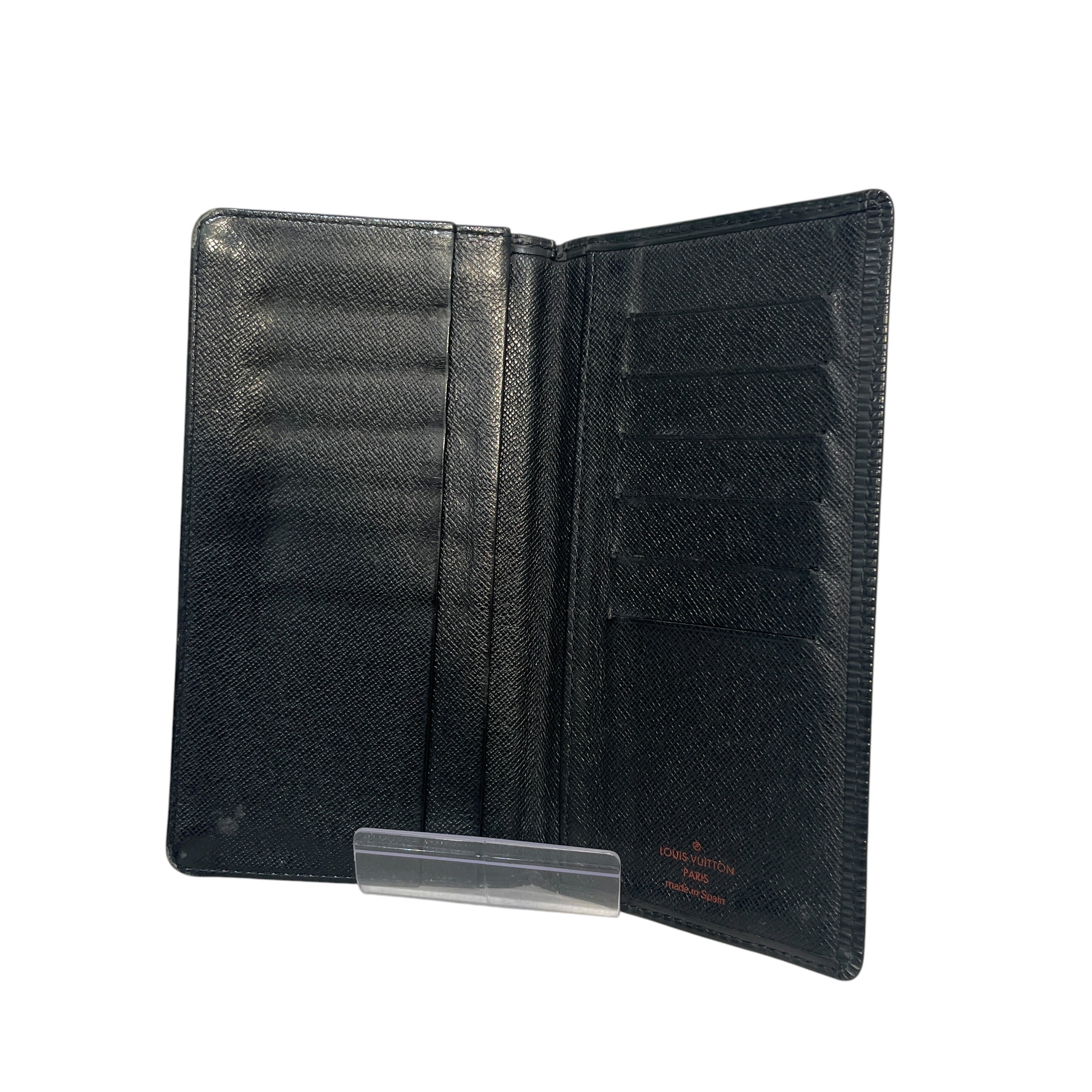 LOUIS VUITTON/Long Wallet/Leather/BLK/Portefeuille Brazza Wallet view 4